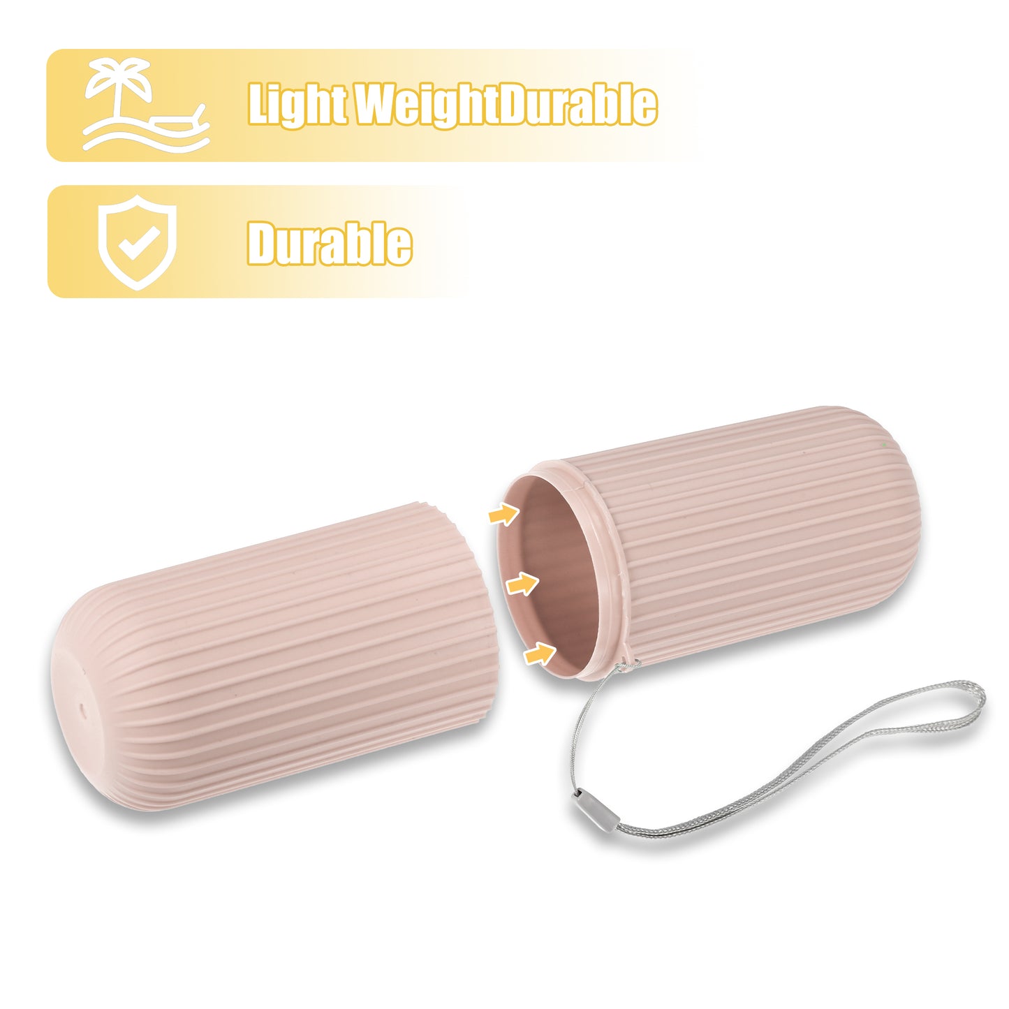 Estuche de viaje portátil para cepillos de dientes (19,3 x 6,2 x 5,7 cm), color rosa