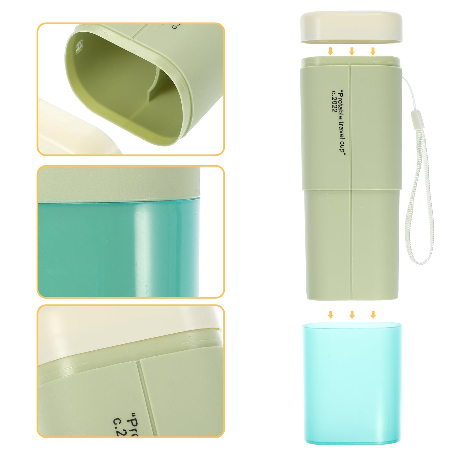 1 Pc Large Capacity Toothbrush Case with Cups for Travel Business 7.87"x3.07"x2.28" Green