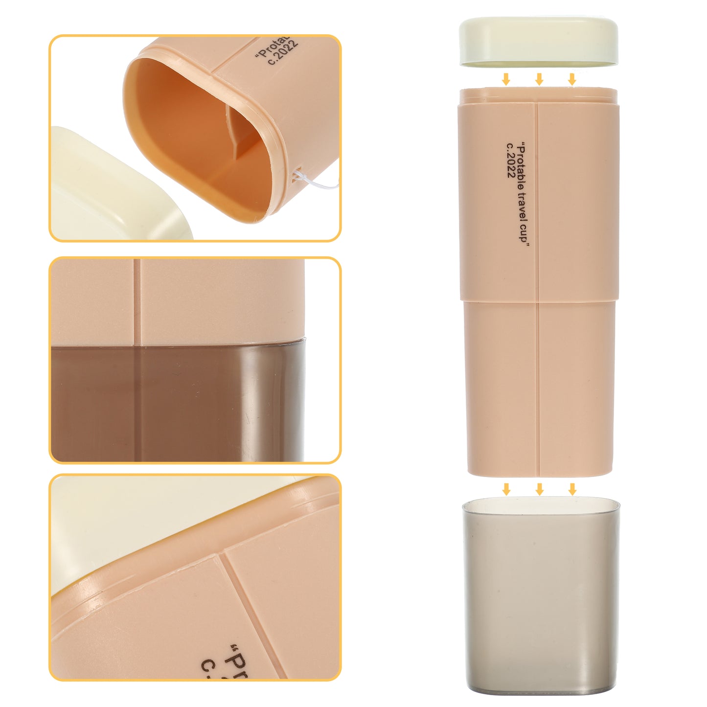 Estuche para cepillos de dientes de gran capacidad con vasos para viajes de negocios, 1 unidad, rosa y marrón.
