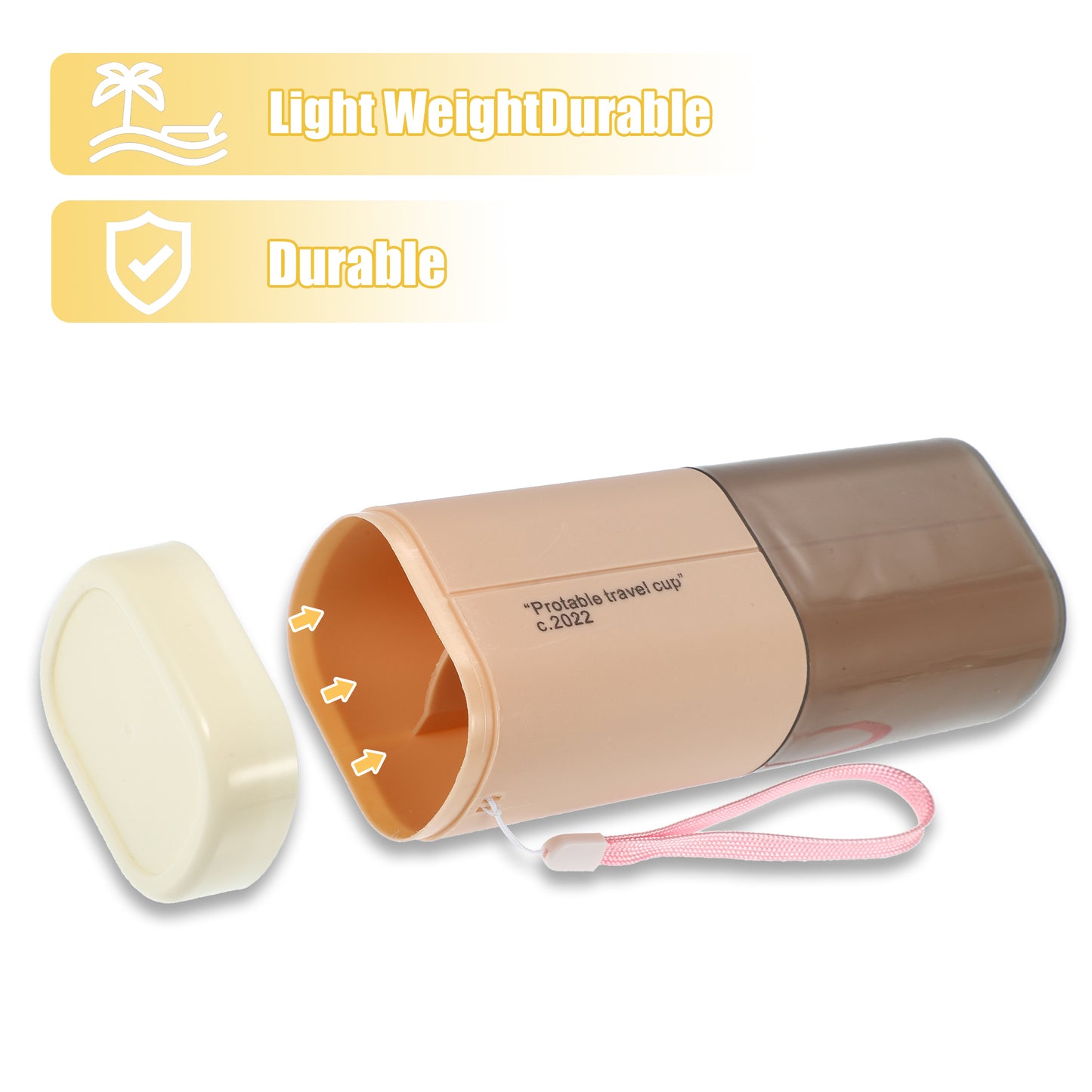 Estuche para cepillos de dientes de gran capacidad con vasos para viajes de negocios, 1 unidad, rosa y marrón.