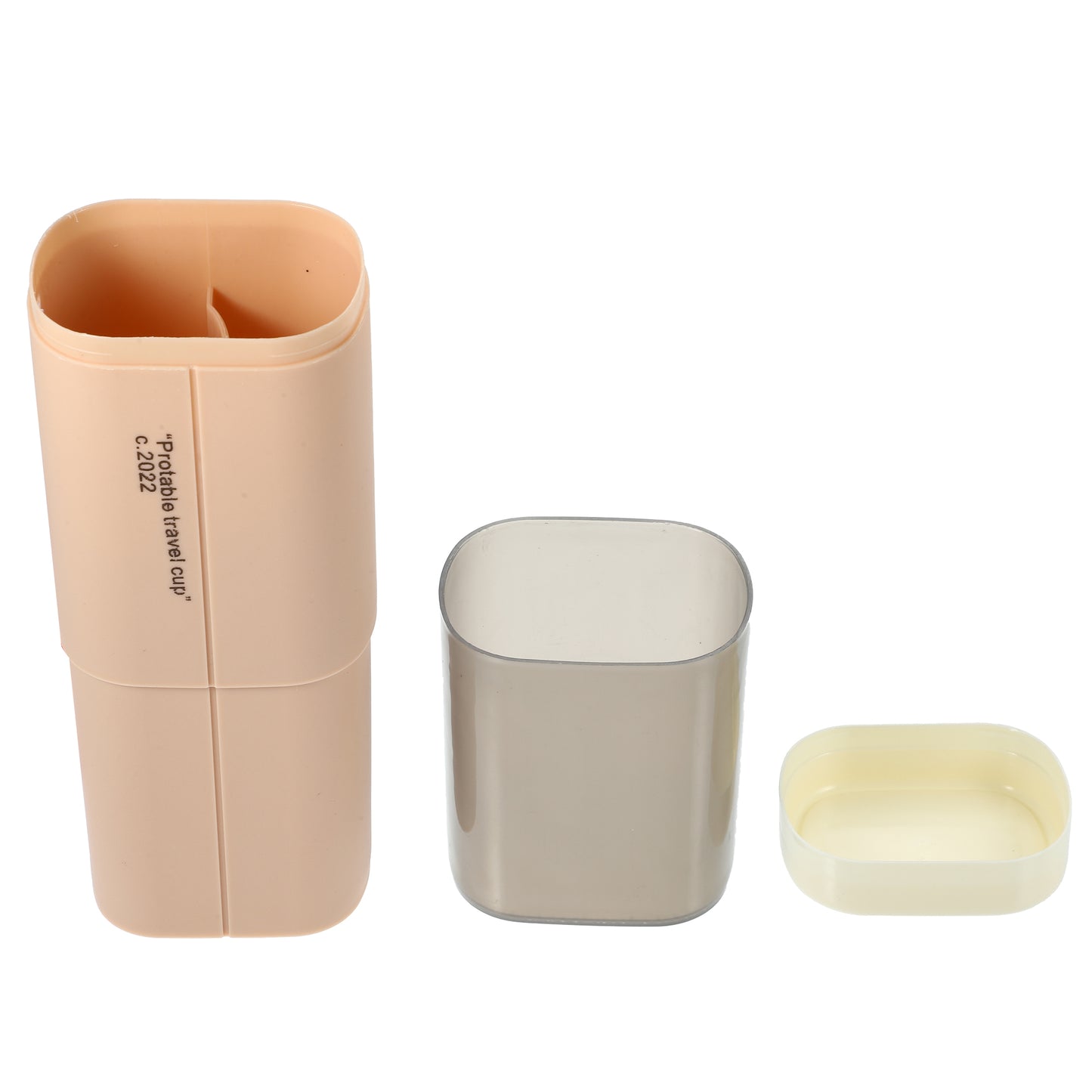 Estuche para cepillos de dientes de gran capacidad con vasos para viajes de negocios, 1 unidad, rosa y marrón.