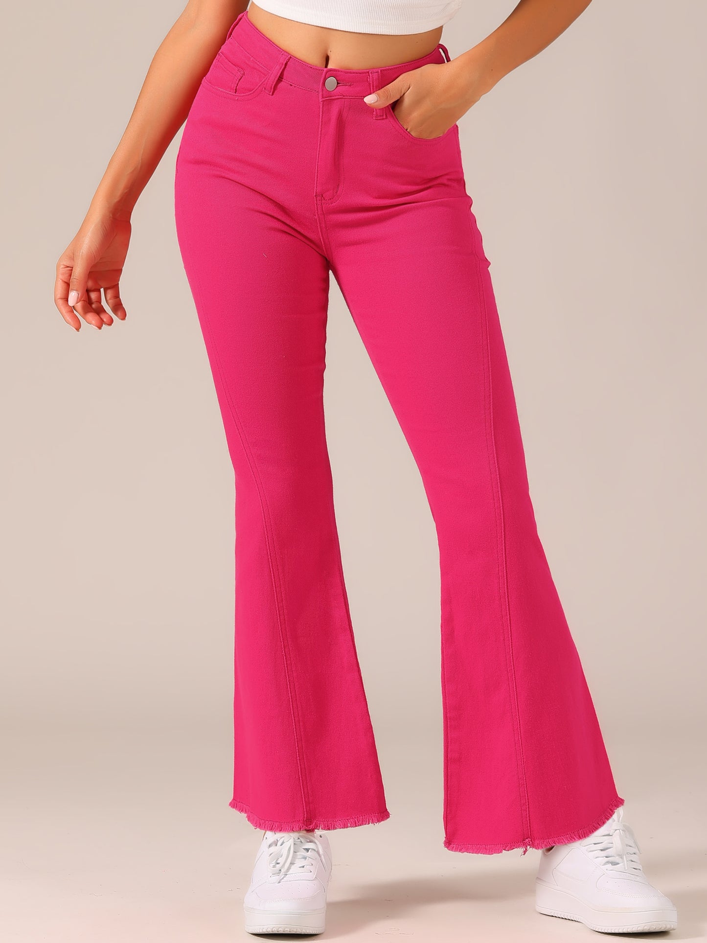 Women's 70s Vintage Flare Jeans High Waist Stretch Denim Bell Bottoms Jeans