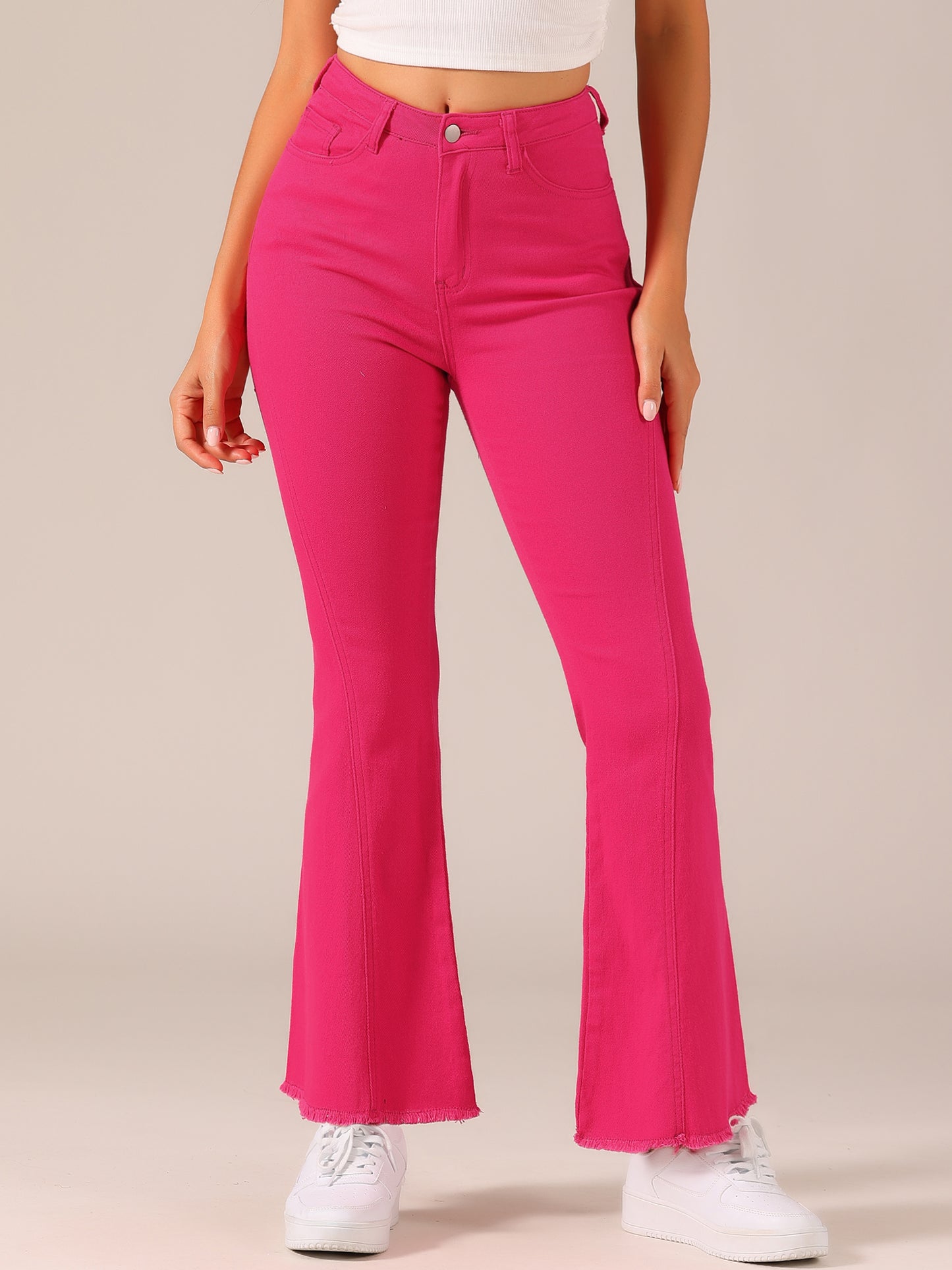 Women's 70s Vintage Flare Jeans High Waist Stretch Denim Bell Bottoms Jeans