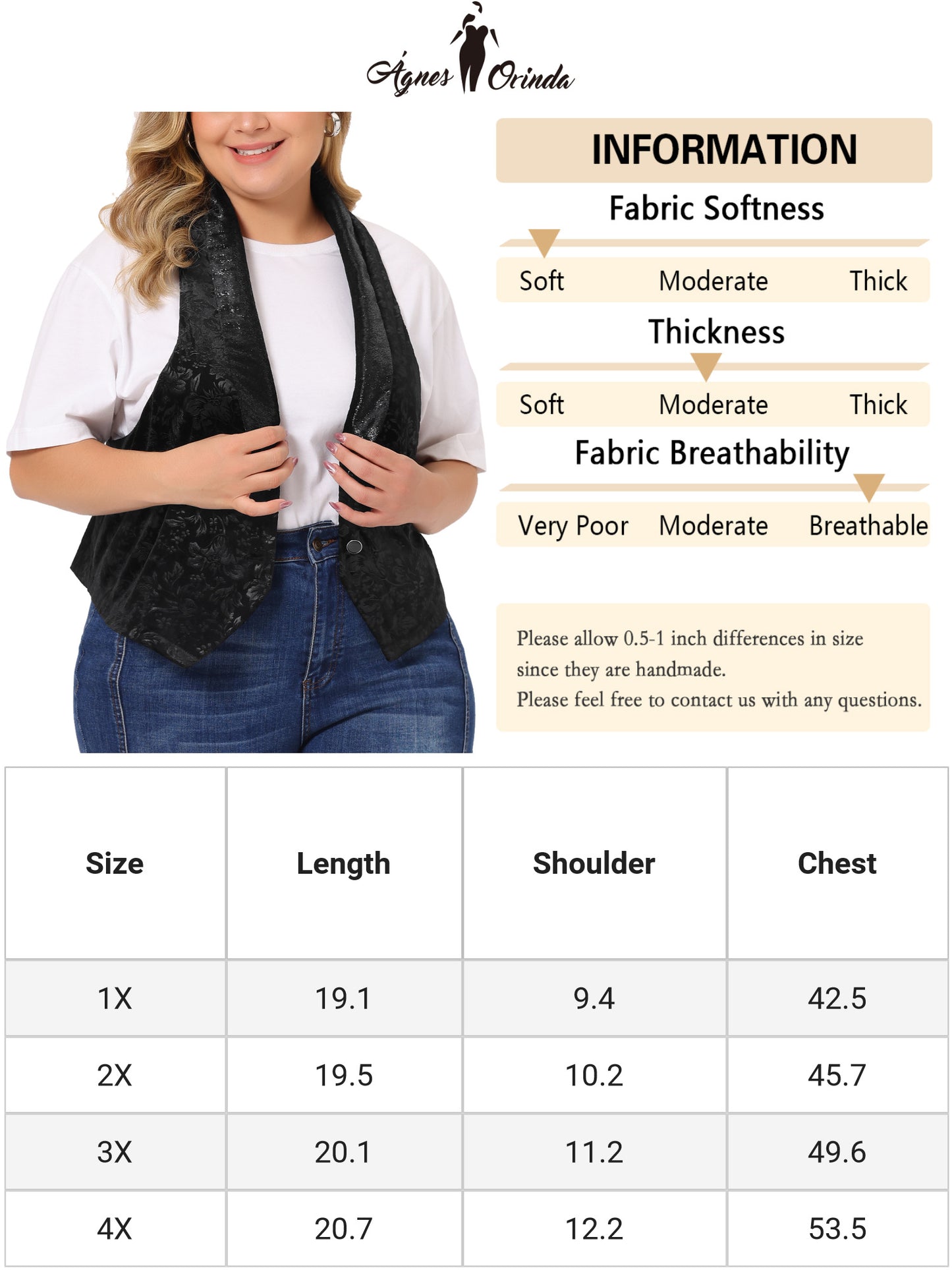 Women's Plus Size Vest Jacket Vintage Jacquard Lapel Collar Button Velvet Waistcoat