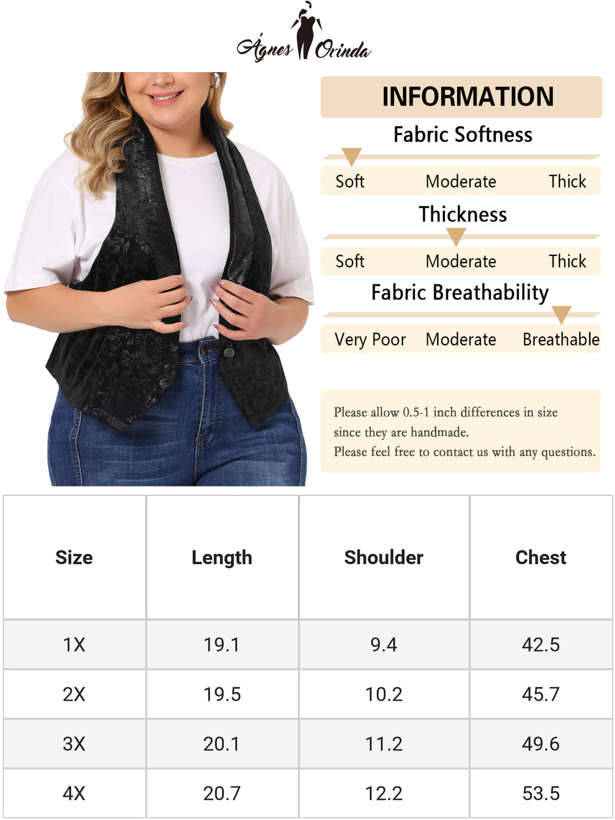 Women's Plus Size Vest Jacket Vintage Jacquard Lapel Collar Button Velvet Waistcoat