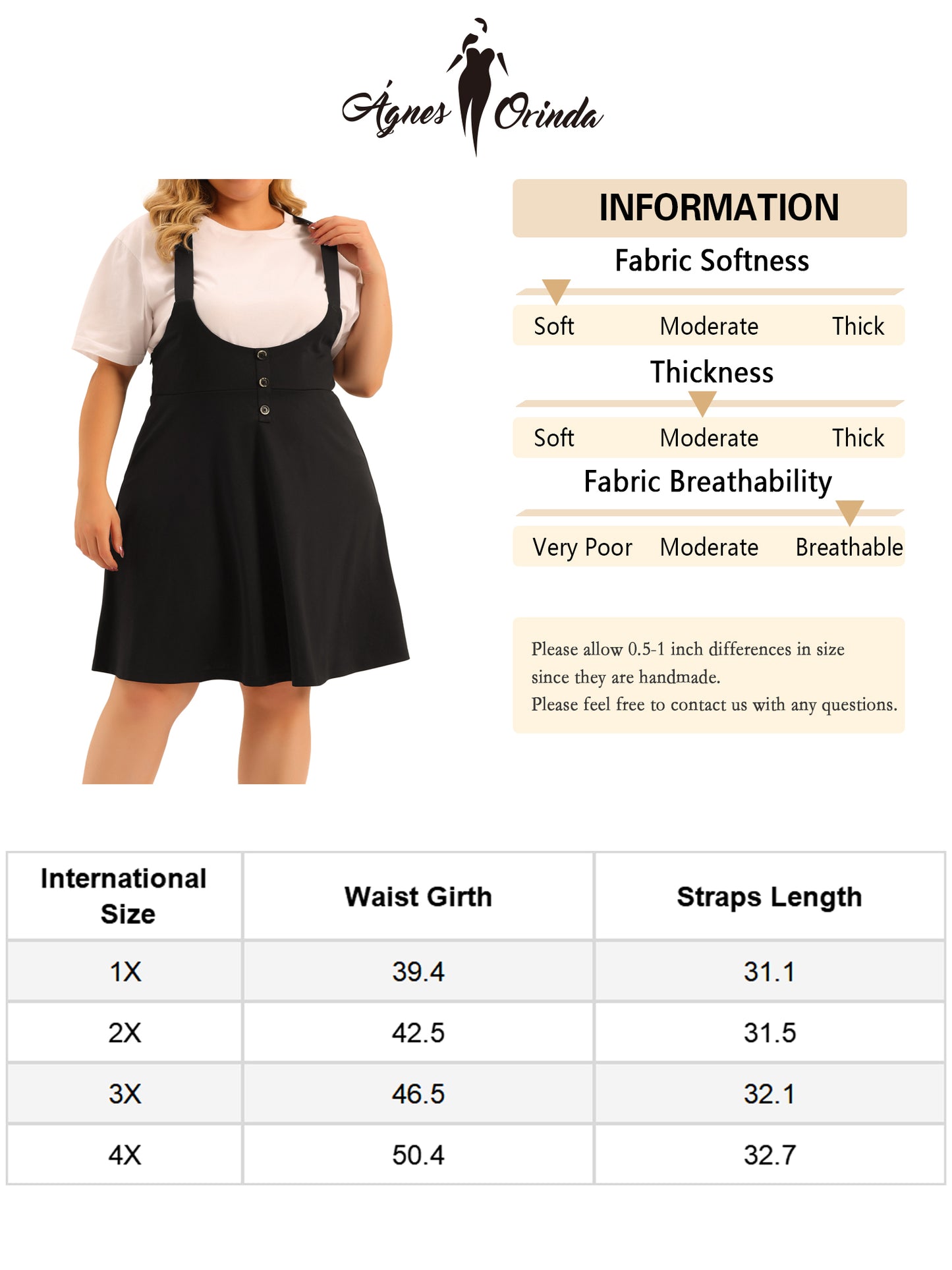 Women Plus Size Suspender Skirt Casual High Waist Detachable Strap Button Decor Overalls Dress