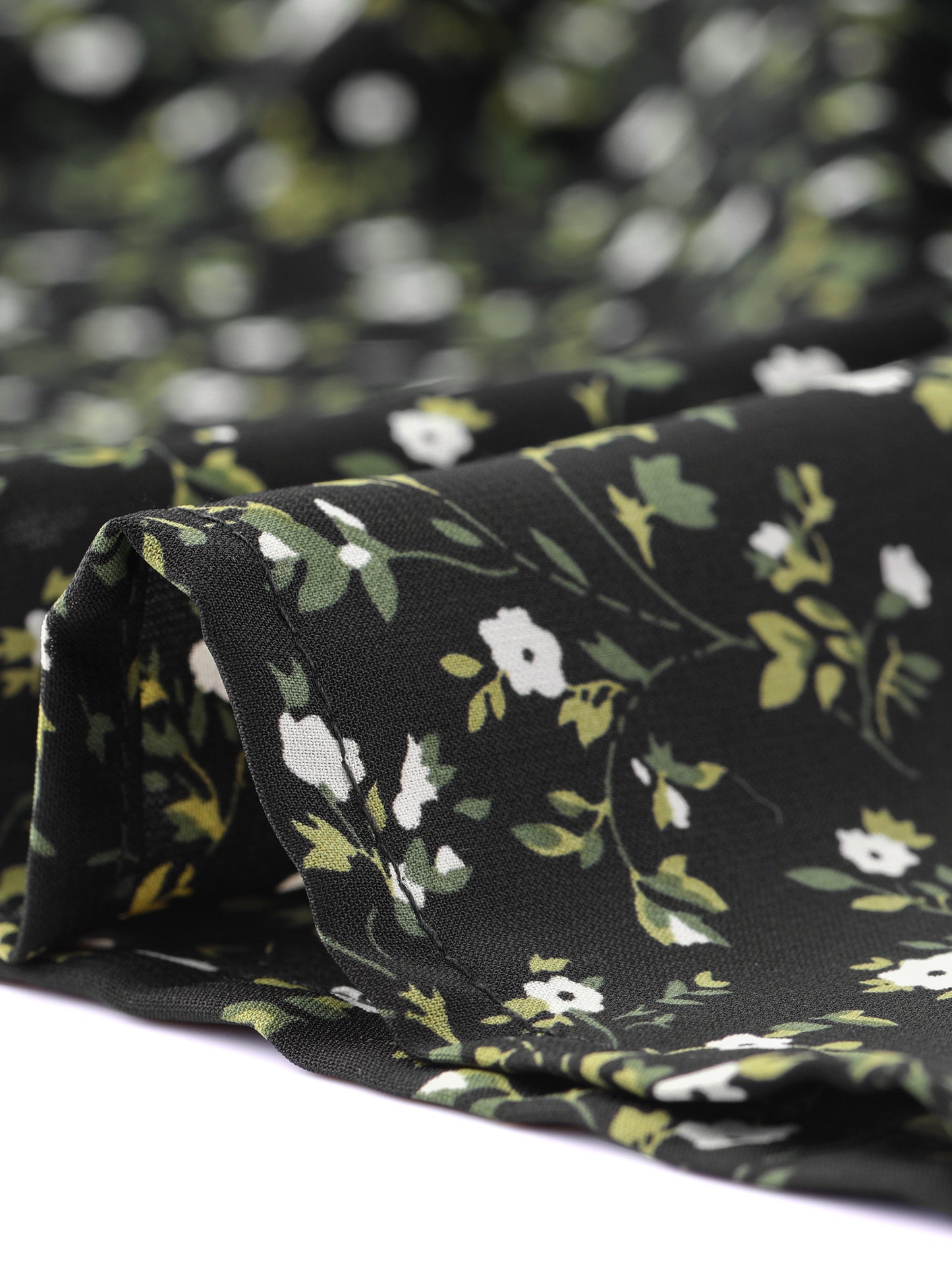 Women's Casual Midi V Neck Tie Cuffs Belted Floral Dress