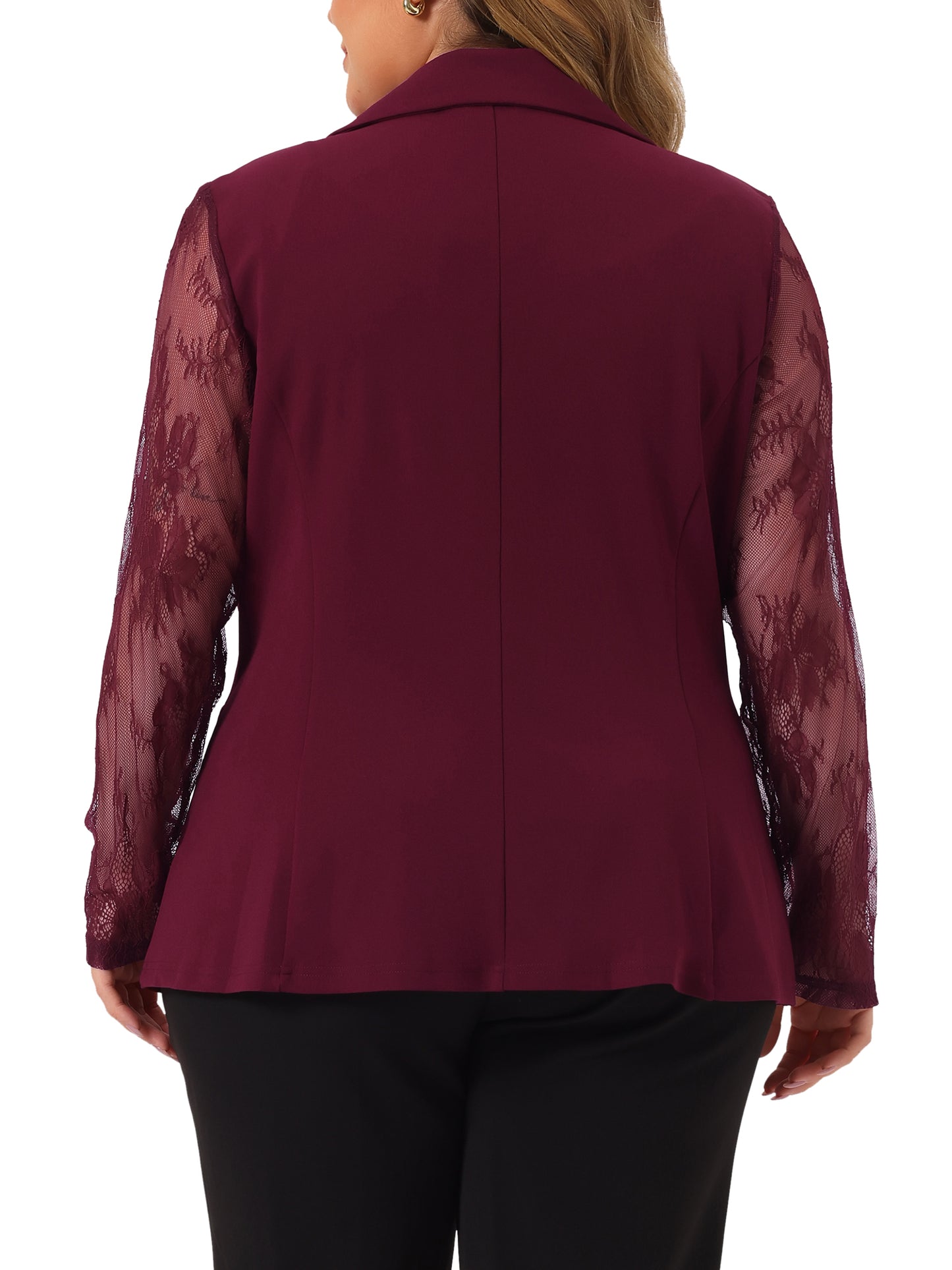 Women Plus Size Blazers Work Jackets Notch Lapel Lace Front Blazer Jackets