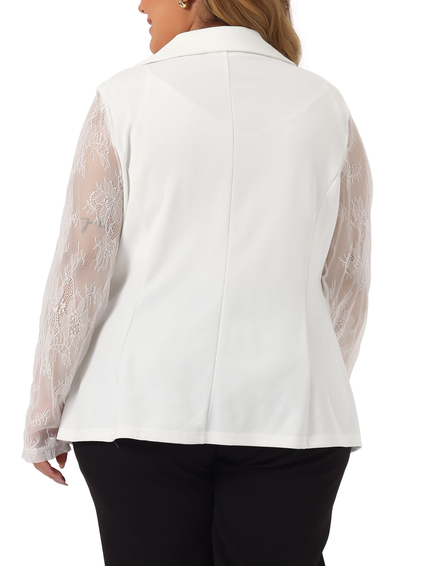 Women Plus Size Blazers Work Jackets Notch Lapel Lace Front Blazer Jackets