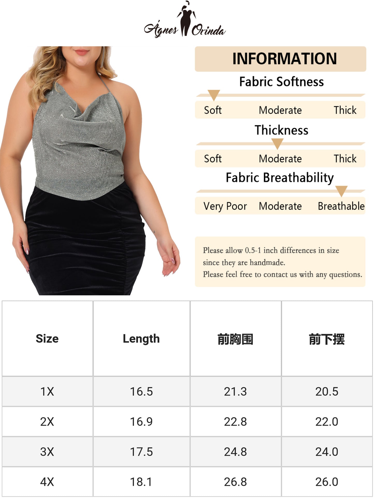 Women Plus Size Glitter Party Camisole Draped Neck Cami Criss Cross Backless Crop Top