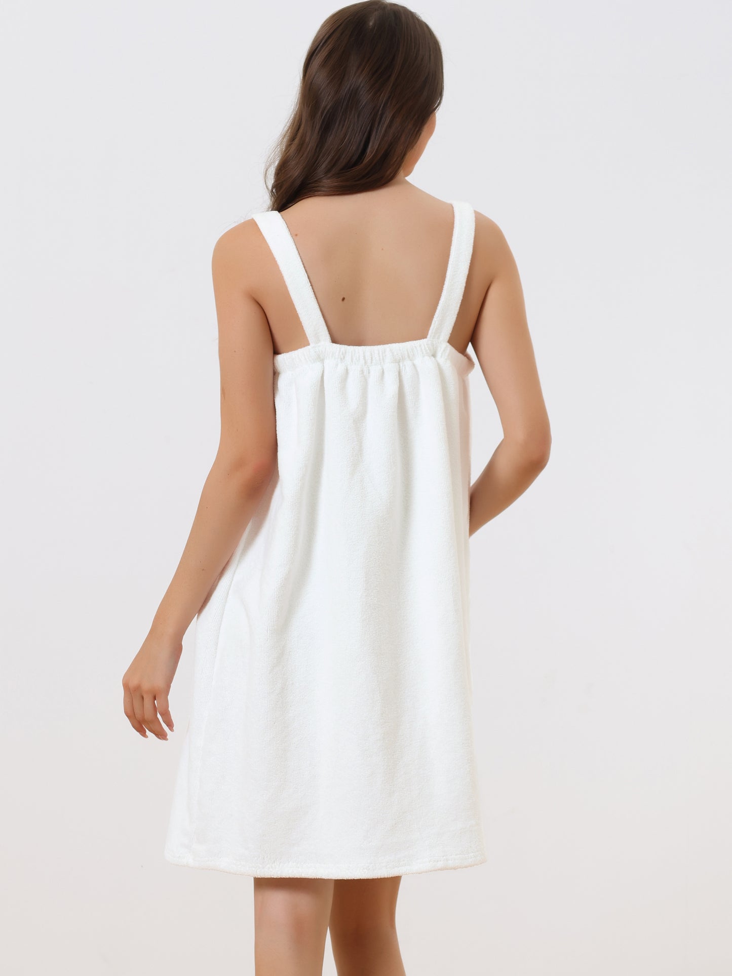 Women's Towel Dress Terry Wrap Bathrobe Spa Towelling Robe with Strap for Gym Shower Bath