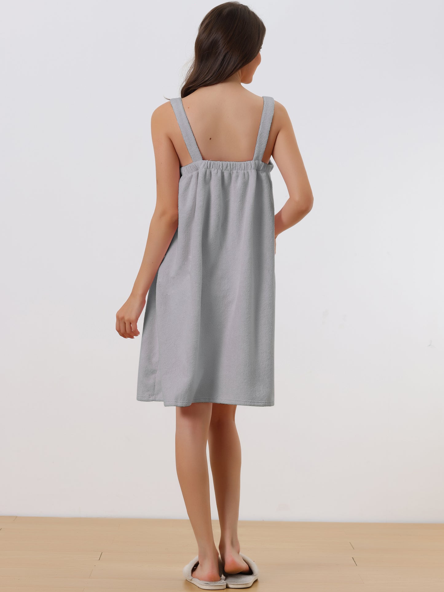 Bata de baño de felpa para mujer, con tirantes, ideal para gimnasio, ducha y baño.