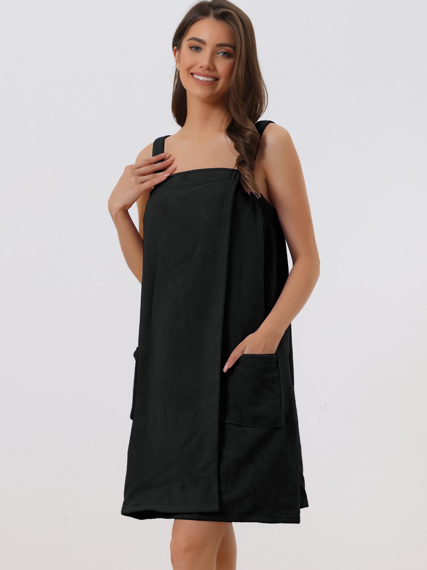 Bata de baño de felpa para mujer, con tirantes, ideal para gimnasio, ducha y baño.