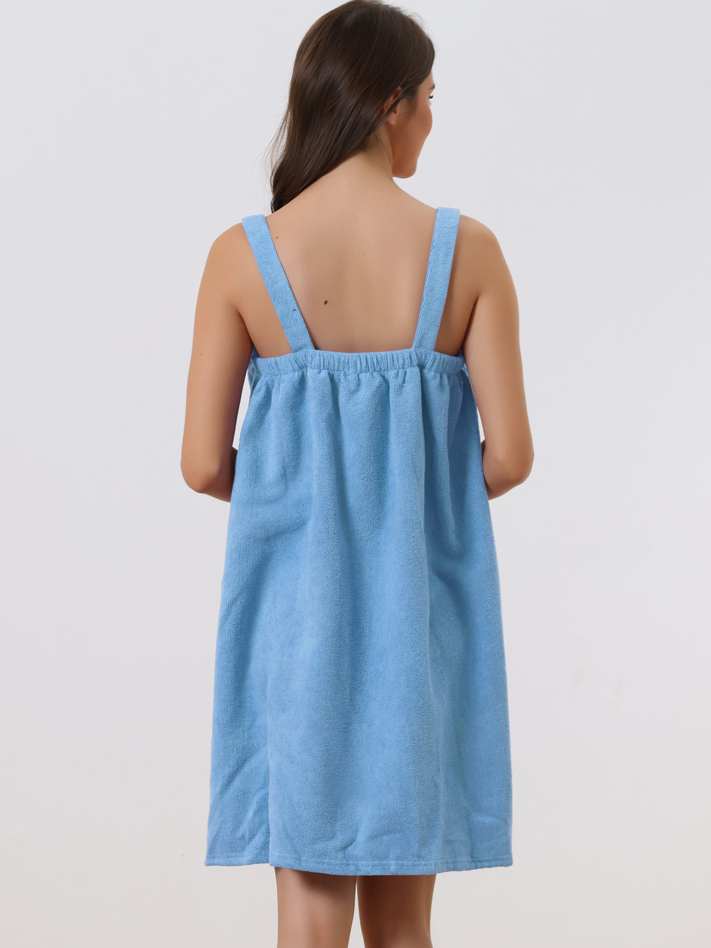 Women's Towel Dress Terry Wrap Bathrobe Spa Towelling Robe with Strap for Gym Shower Bath