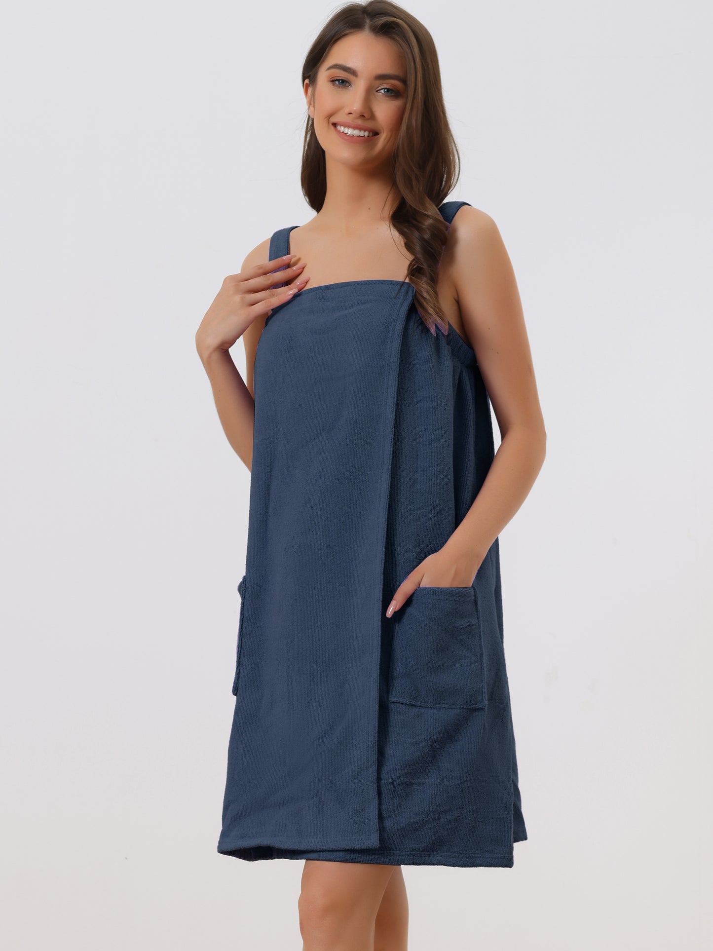Bata de baño de felpa para mujer, con tirantes, ideal para gimnasio, ducha y baño.