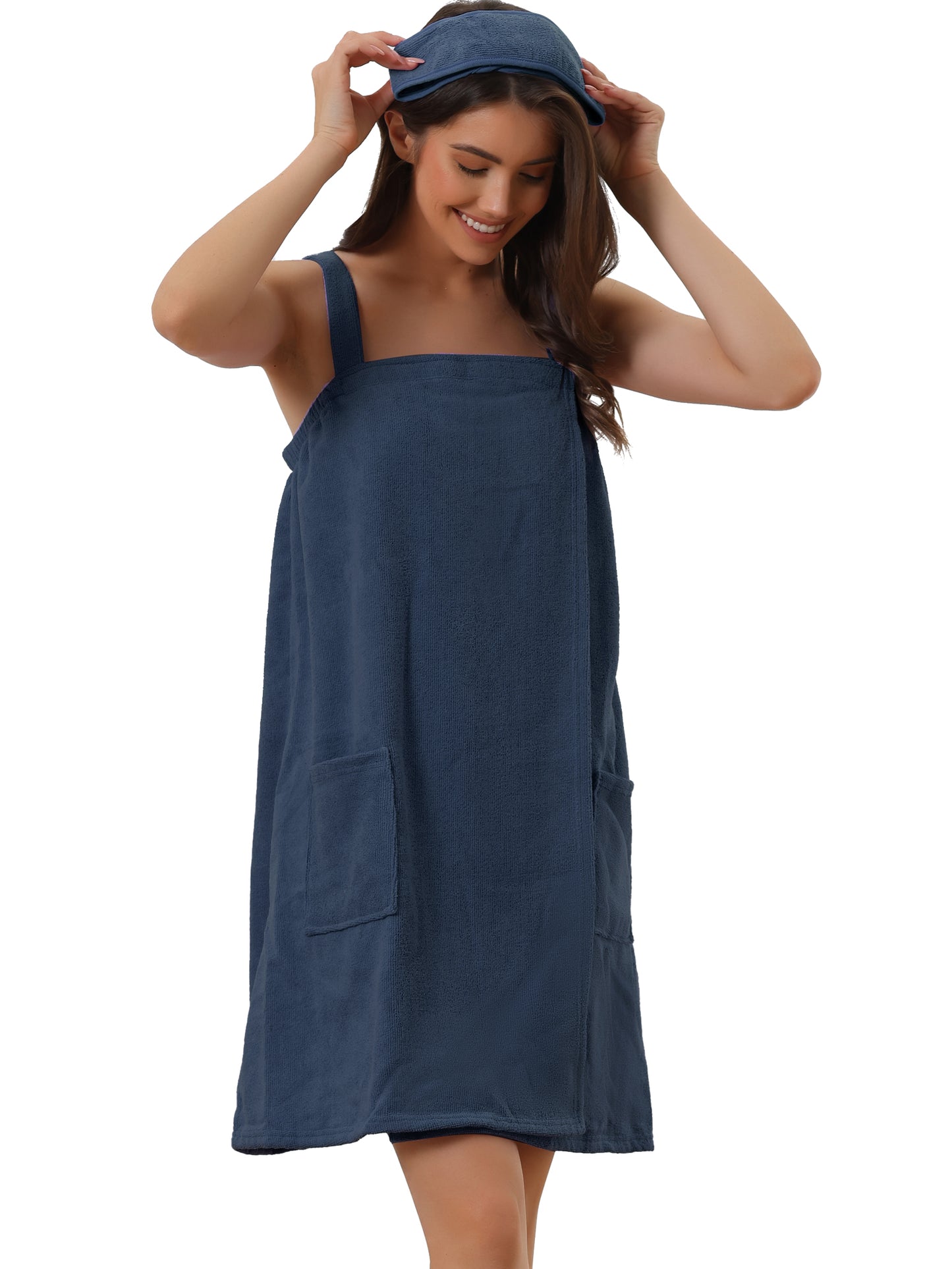 Bata de baño de felpa para mujer, con tirantes, ideal para gimnasio, ducha y baño.