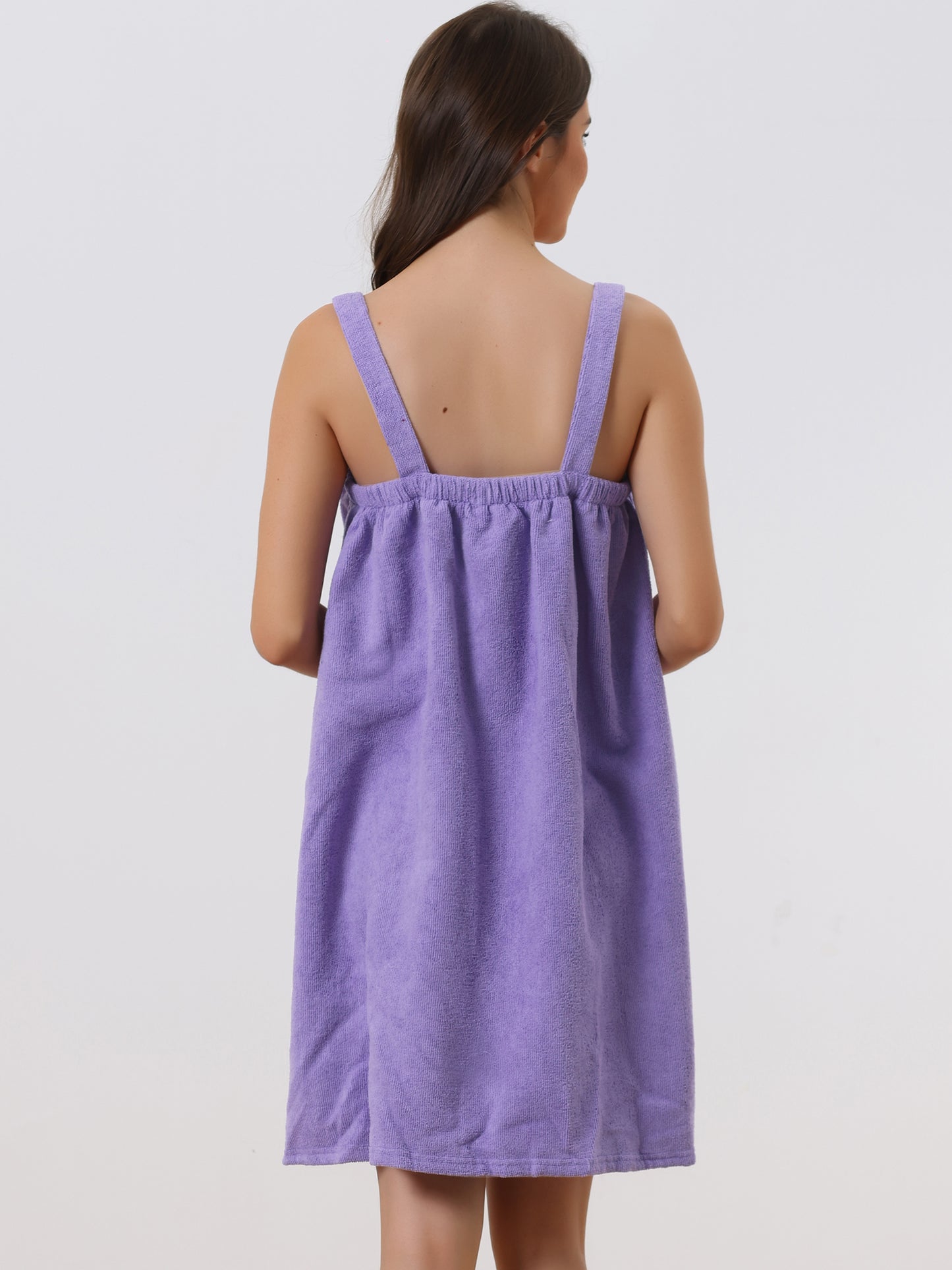 Women's Towel Dress Terry Wrap Bathrobe Spa Towelling Robe with Strap for Gym Shower Bath