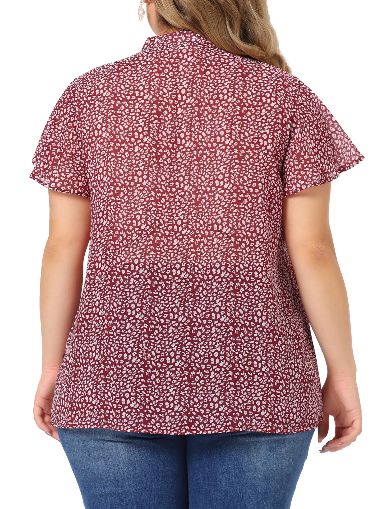 Women's Plus Size Floral Printed Bib Peasant Blouses Tie Neck Keyhole Summer Boho Top