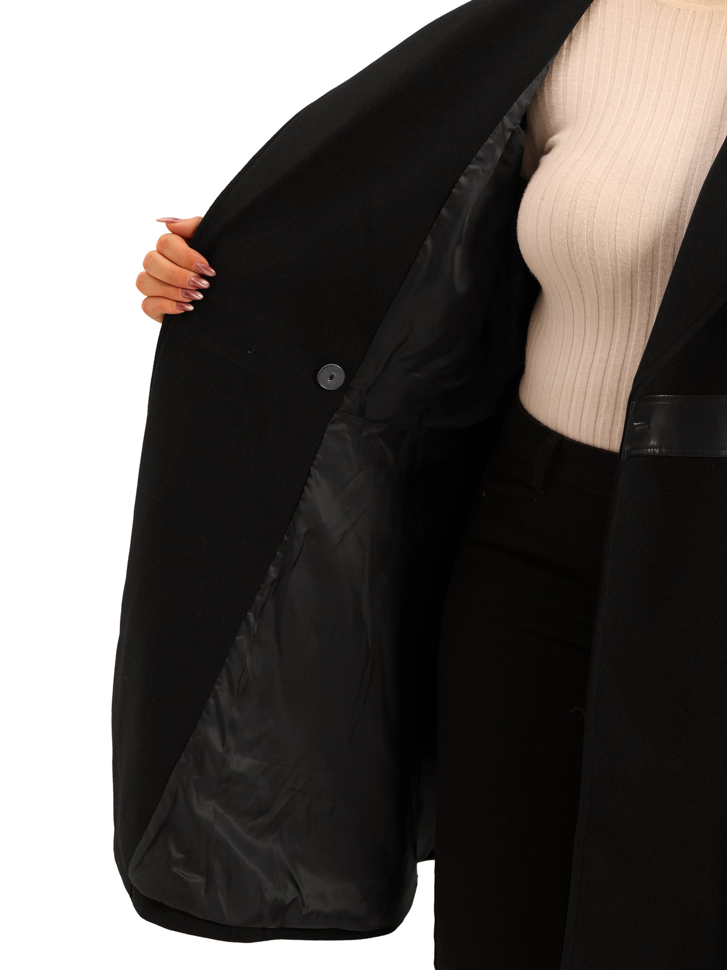 Women Plus Size Overcoat Leather Notched Lapel Single Breasted Long Trench Jacket Coat