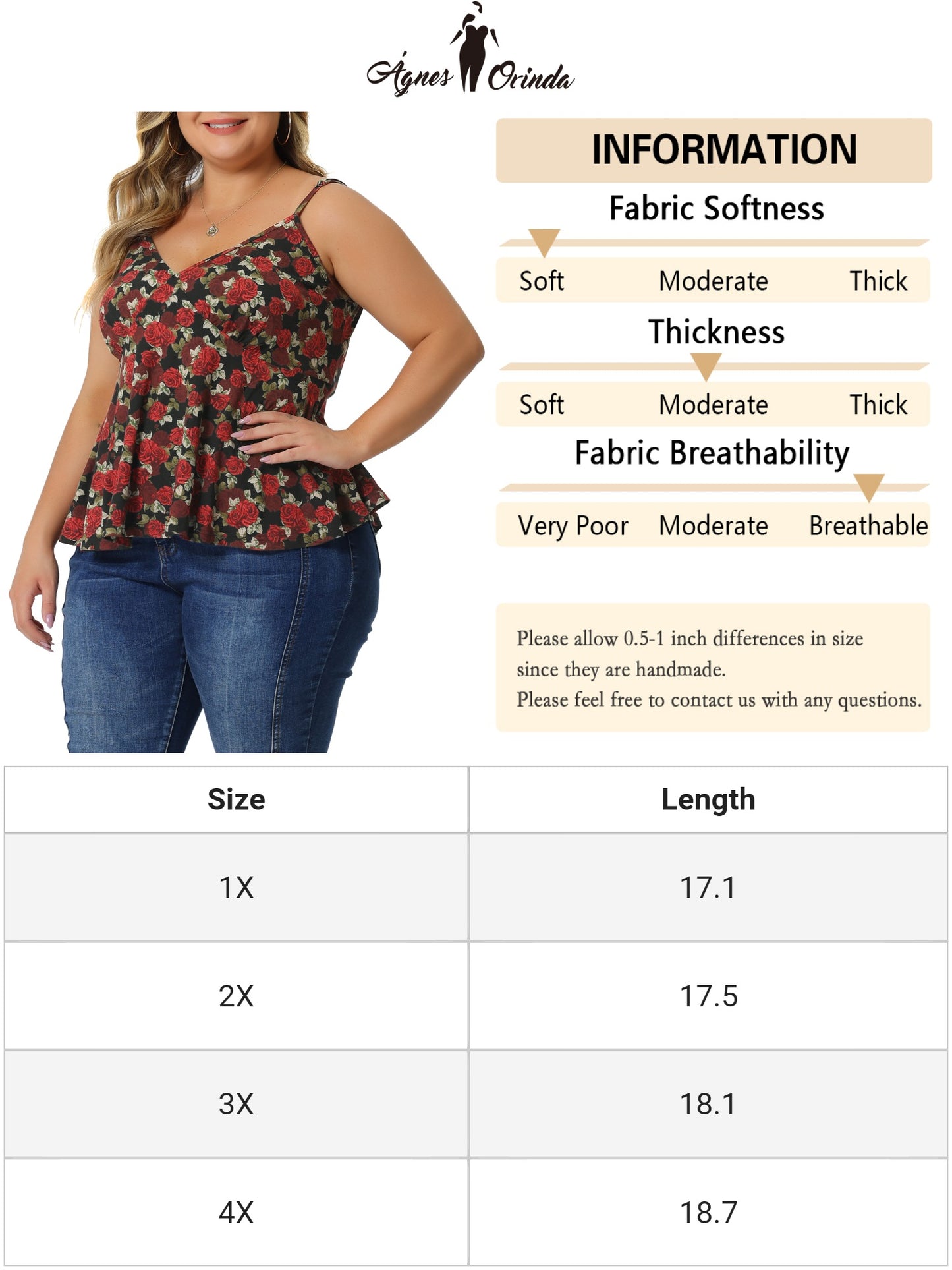 Women Plus Size Top Casual Cami Spaghetti Strap V Neck Sleeveless Camisole