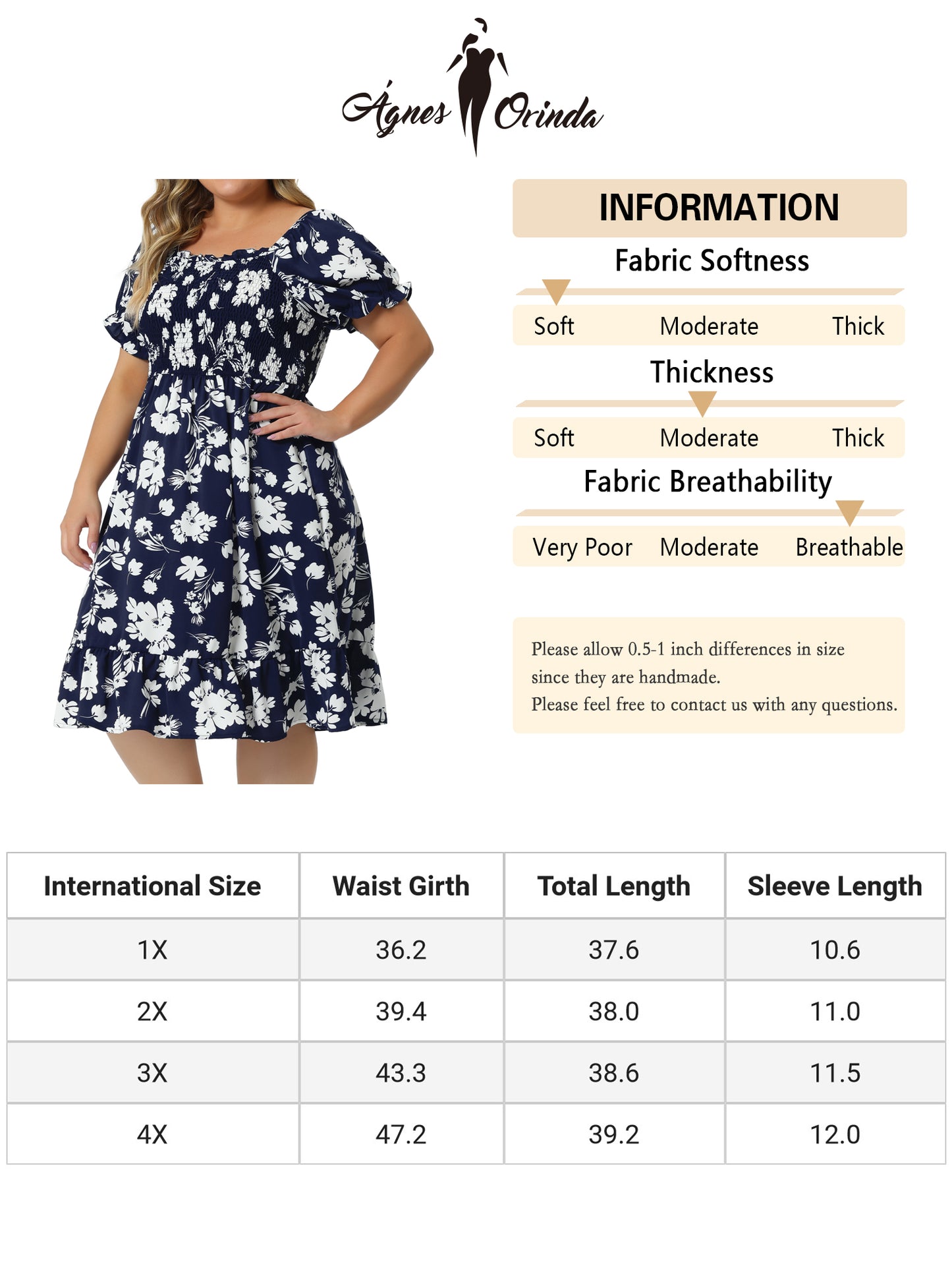 Women Plus Size Dress Ruffle Short Sleeve Flared Flowy Smock Floral Print Dress