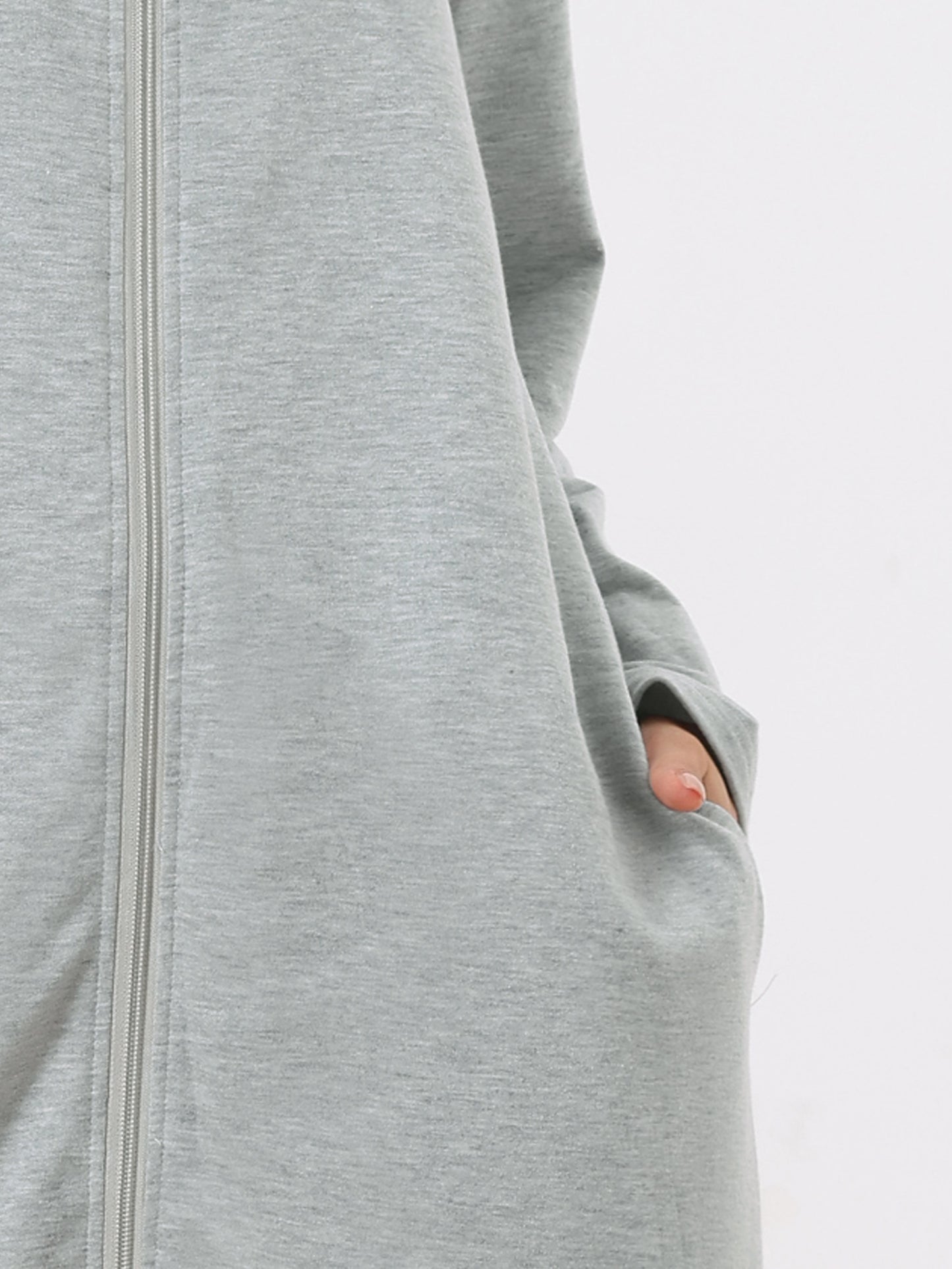 Bata de baño con capucha y cremallera para mujer, vestido de sudadera con capucha, manga larga, bata con bolsillos
