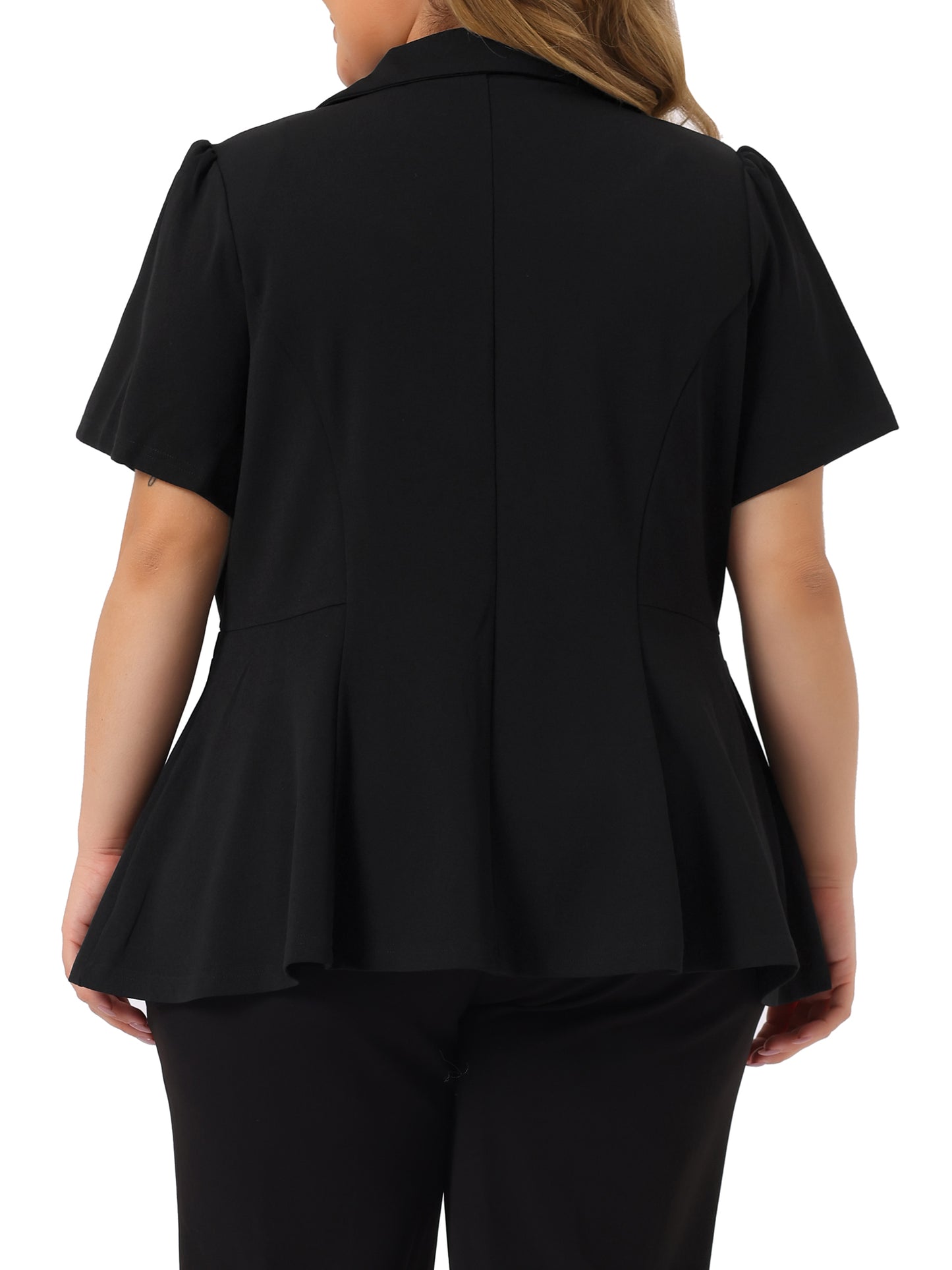 Women Plus Size Blazer Short Sleeve Office Work Button Jacket Business Suit