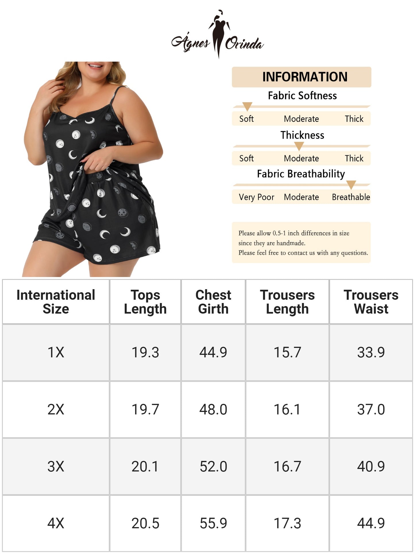 Women Plus Size Nightgown Summer Cherry Print Cami Top and Shorts Sleepwear Pajama Set