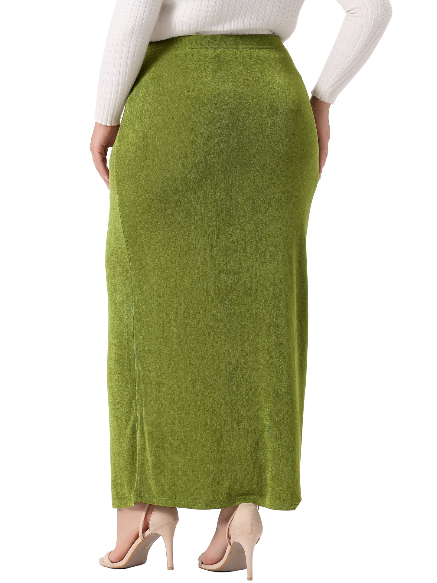Women Plus Size Maxi Skirt High Waist Slim Elegant Stretch Bodycon Casual Maxi Long Skirt