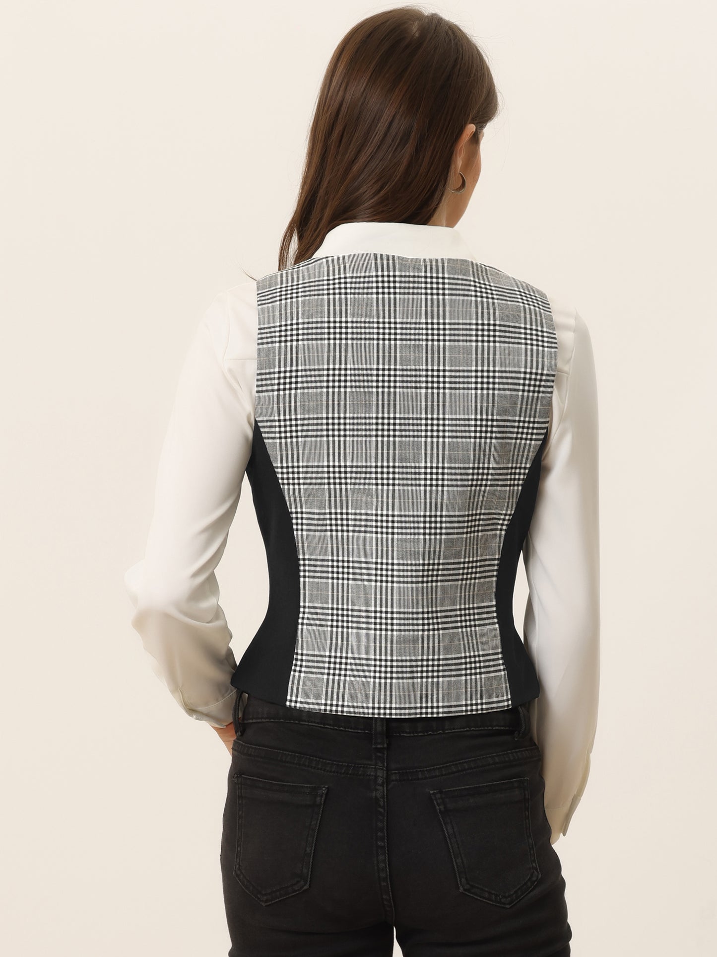 Women's Plaid Button Down Retro Waistcoat Vest