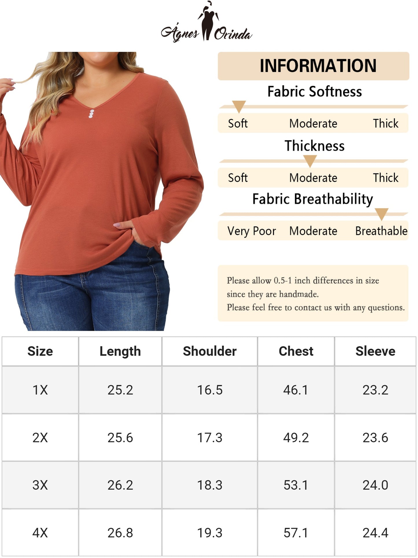 Women Plus Size T-Shirt Casual Tops Button Front Long Sleeve Tee Top