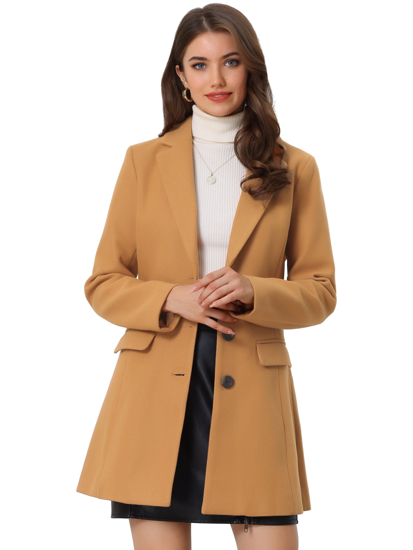 Women's Winter Coats Single Breasted Long Trench Coat Jackets, Deep Colors