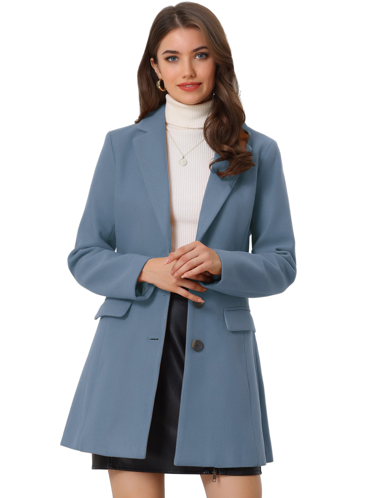 Women's Winter Coats Single Breasted Long Trench Coat Jackets, Light Colors