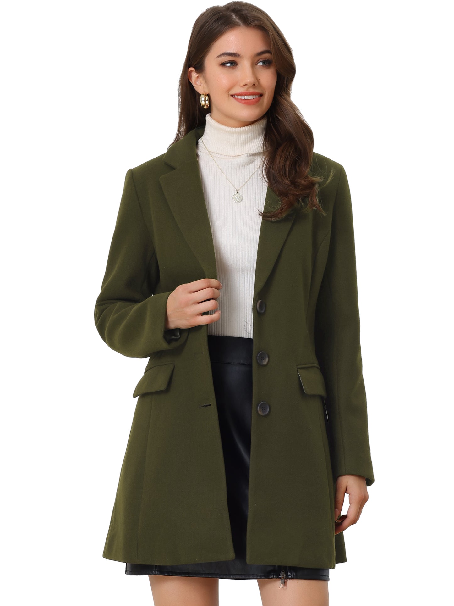 Women's Winter Coats Single Breasted Long Trench Coat Jackets, Deep Colors