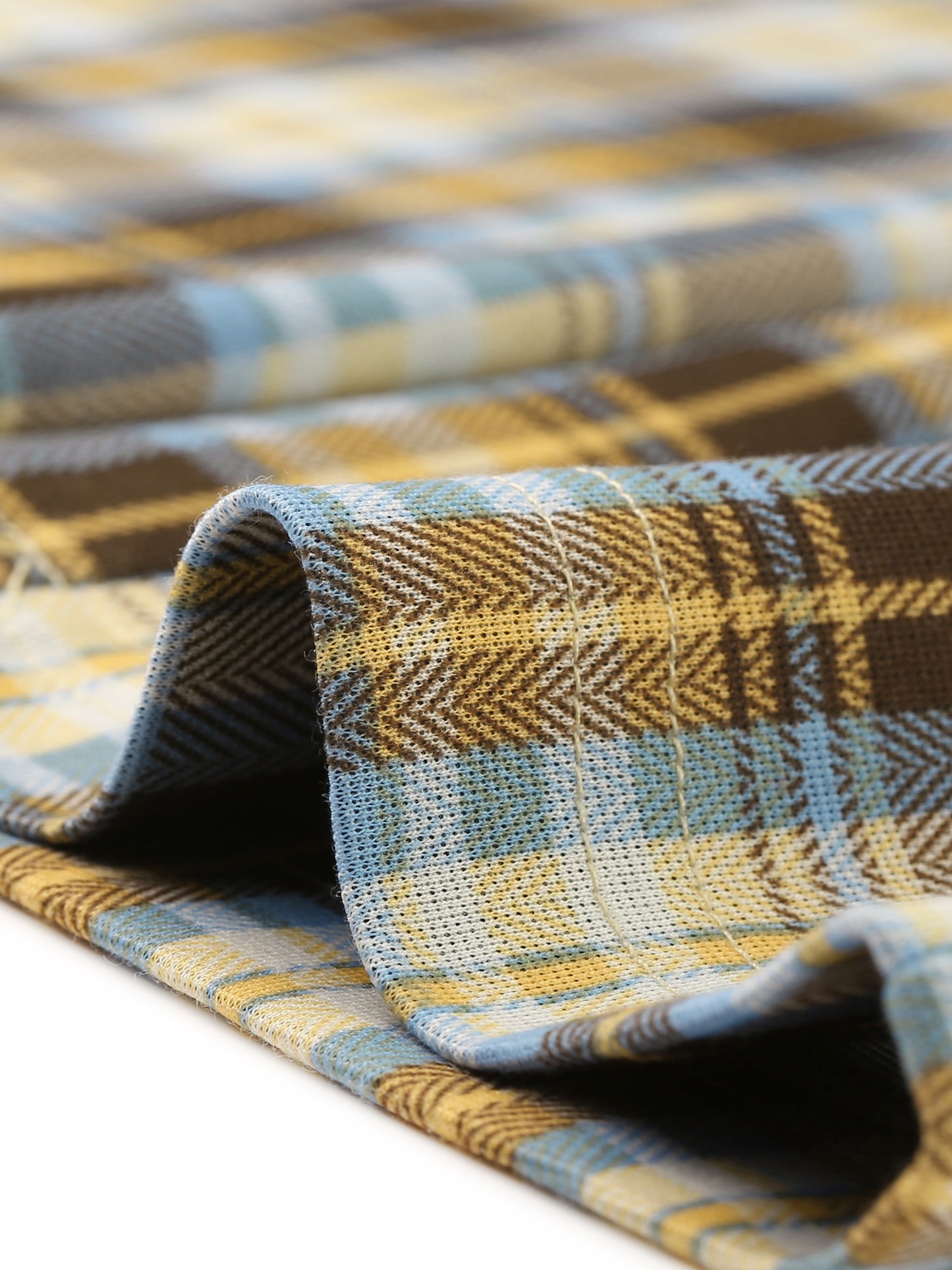 Women's Plaid Cropped Trousers Button Casual Tartan Check Work Pants