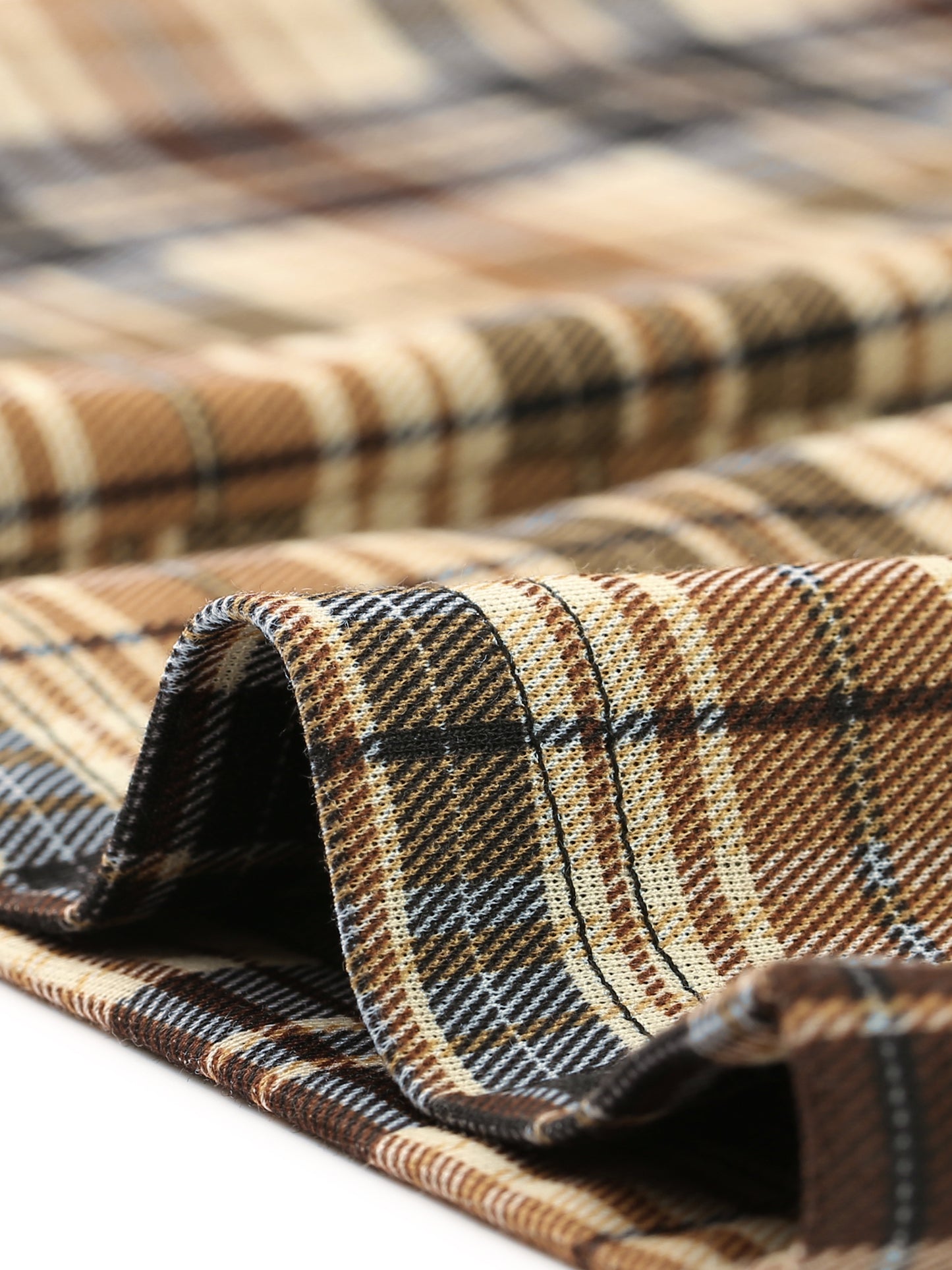 Women's Plaid Cropped Trousers Button Casual Tartan Check Work Pants