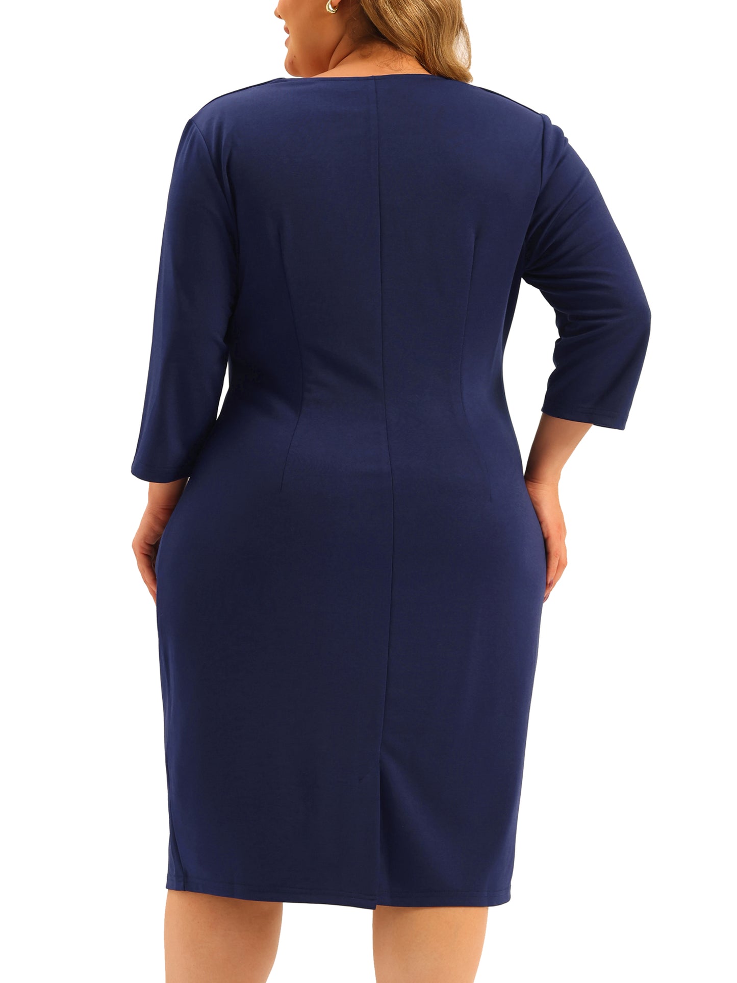 Women Plus Size Dress Square Neck Ruched Work Business Cocktail Party Bodycon Sheath Dress