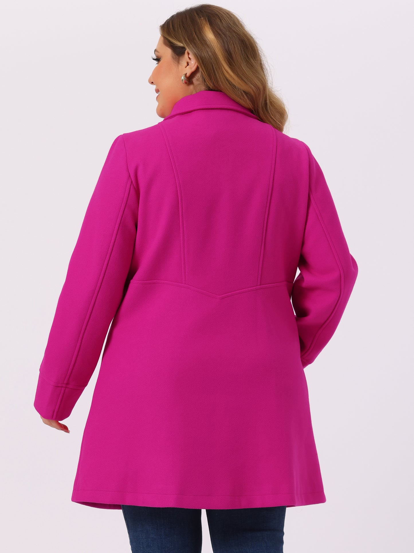 Women's Plus Size Coat A-Line Peter Pan Collar Double Breasted Fall Winter Peacoat