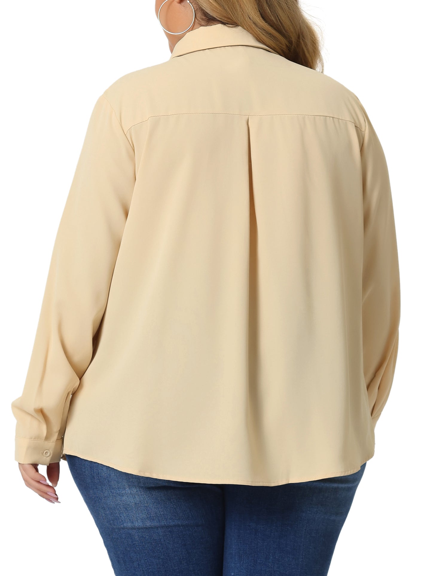 Women Plus Size Shirt Classic-Fit Button Down Long Sleeve Business Office Top
