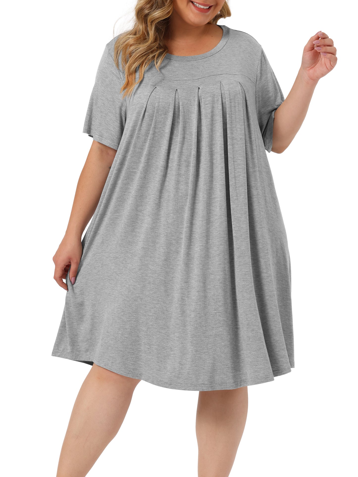 Women Plus Size Nightgown Short Sleeve Round Neck Pajama Nightshirt