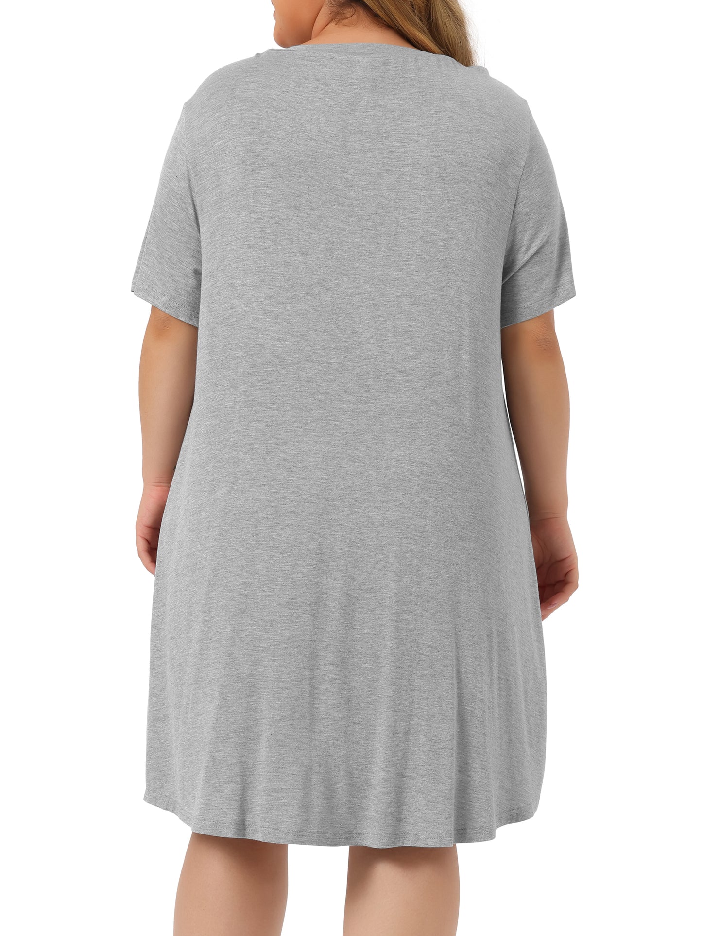 Women Plus Size Nightgown Short Sleeve Round Neck Pajama Nightshirt
