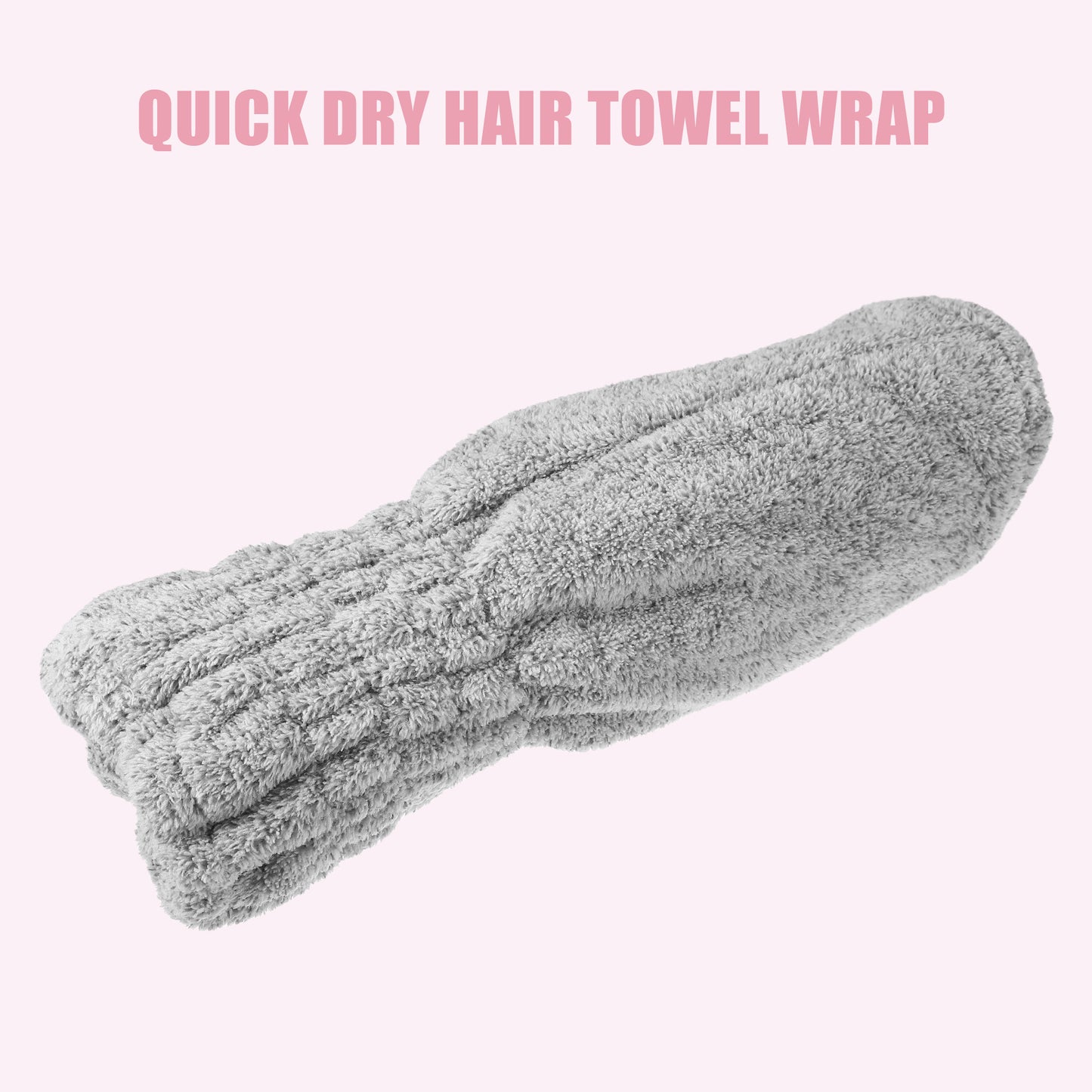 Charcoal Fiber Hair Drying Towel Strong Absorbent Lightweight Dry Cap Light Gray