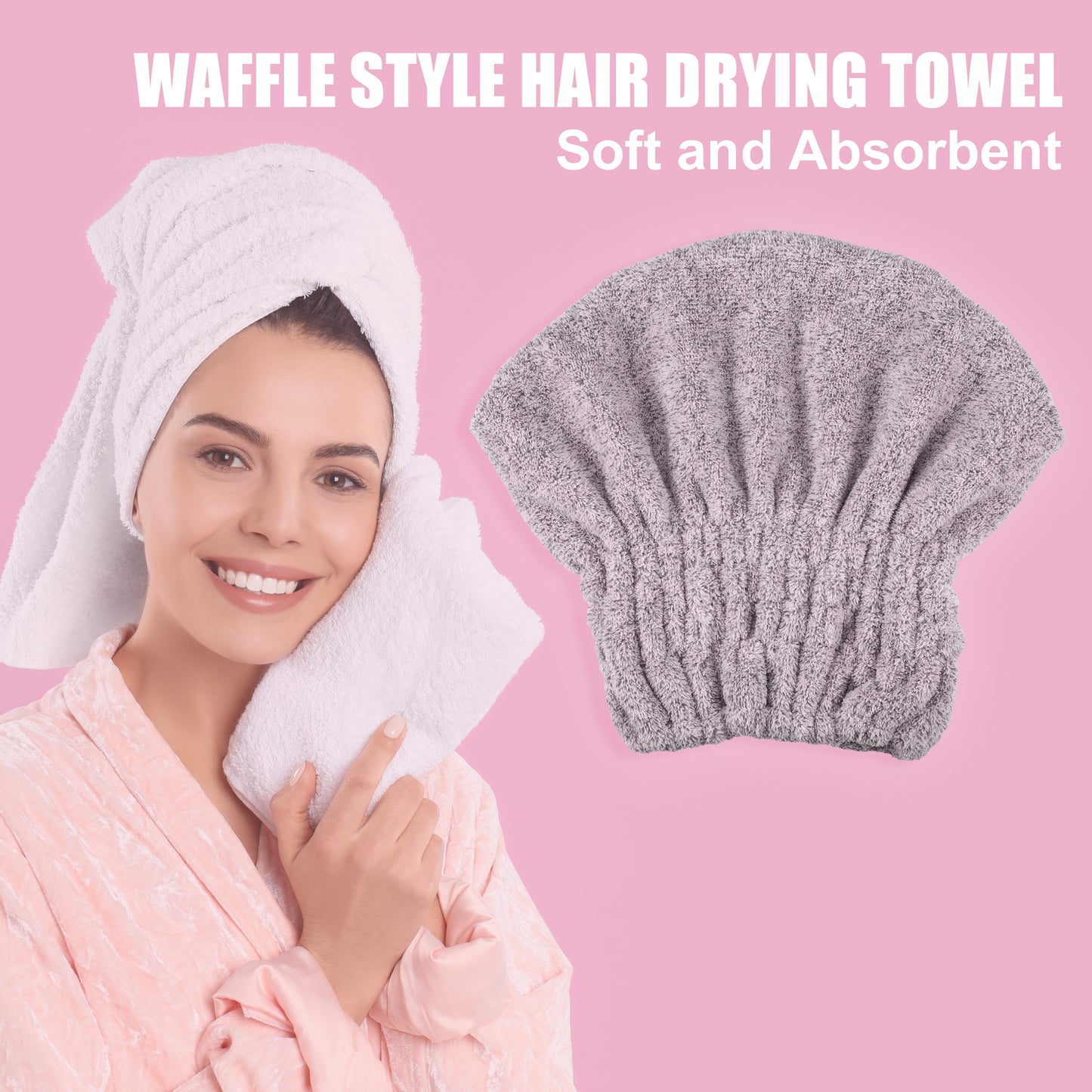 Charcoal Fiber Hair Drying Towel Strong Absorbent Lightweight Dry Cap Purple