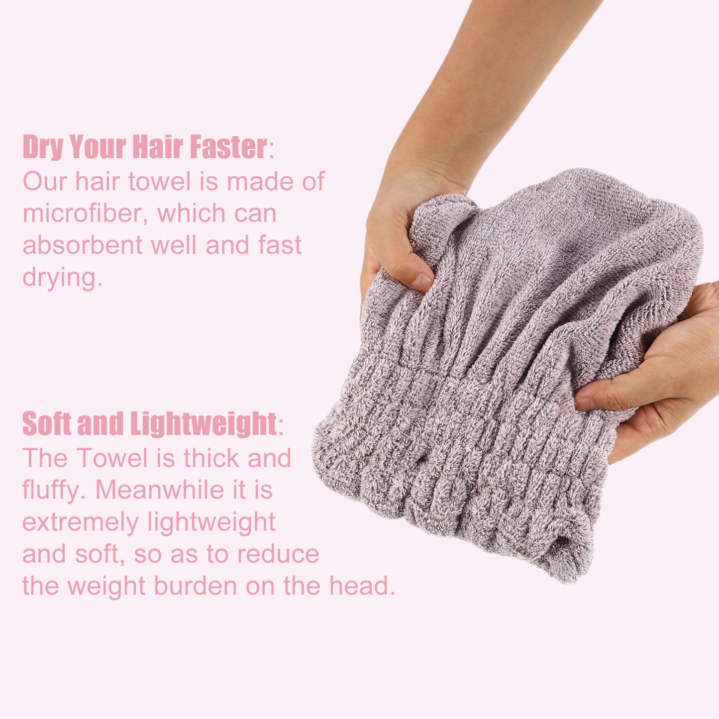 Charcoal Fiber Hair Drying Towel Strong Absorbent Lightweight Dry Cap Purple