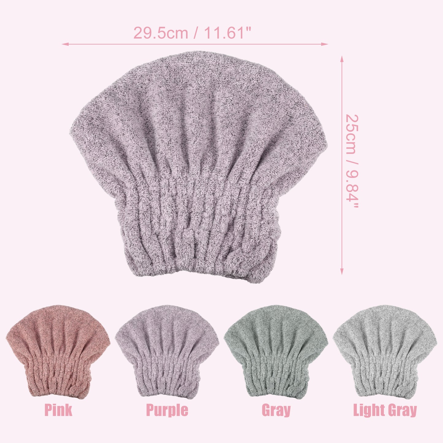Charcoal Fiber Hair Drying Towel Strong Absorbent Lightweight Dry Cap Purple