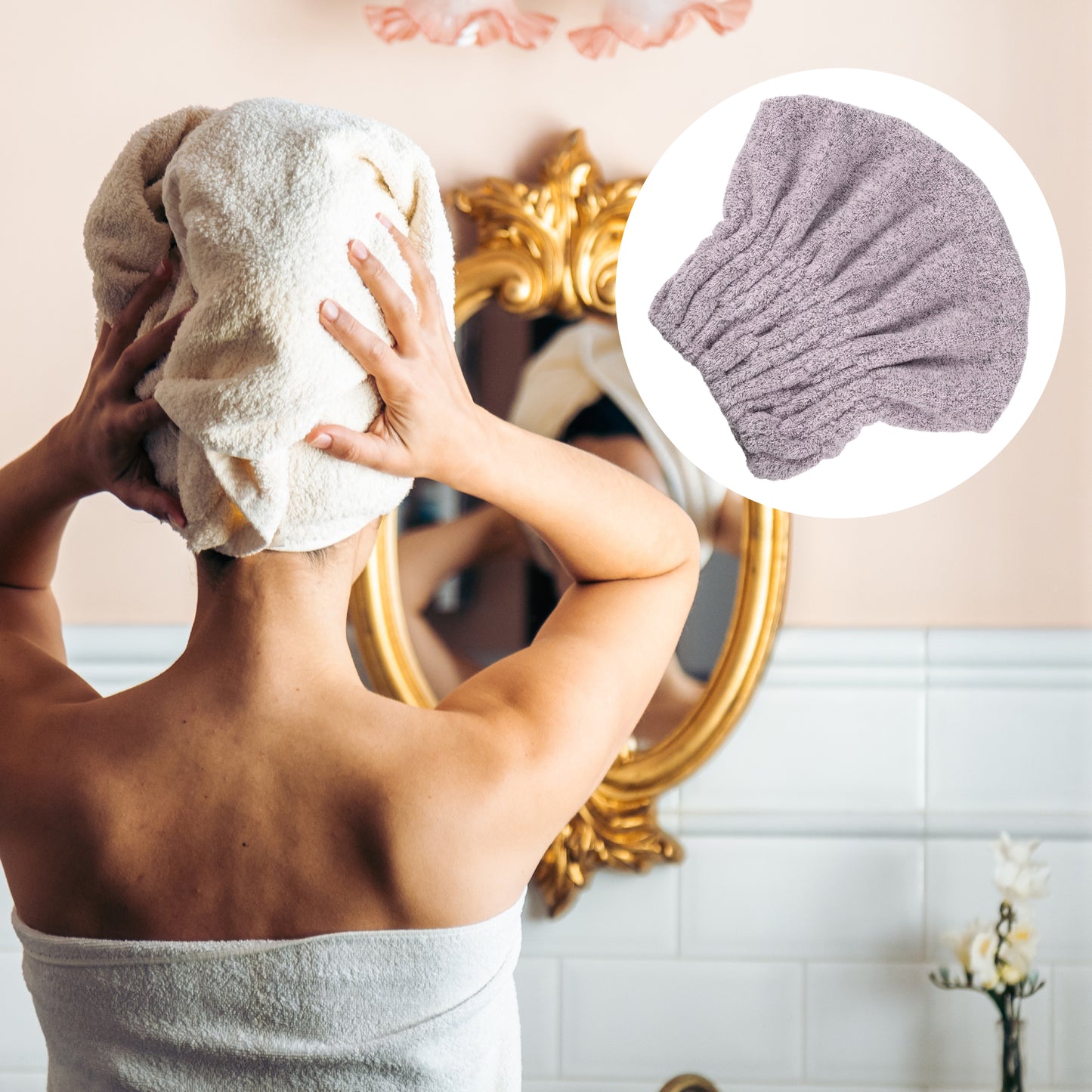 Charcoal Fiber Hair Drying Towel Strong Absorbent Lightweight Dry Cap Purple