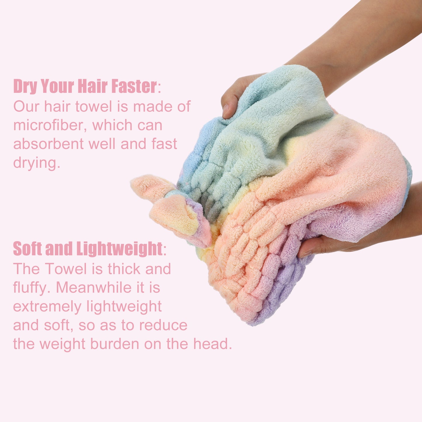 Hair Drying Towel, Quick Drying Lightweight Towel Cap Assorted Color