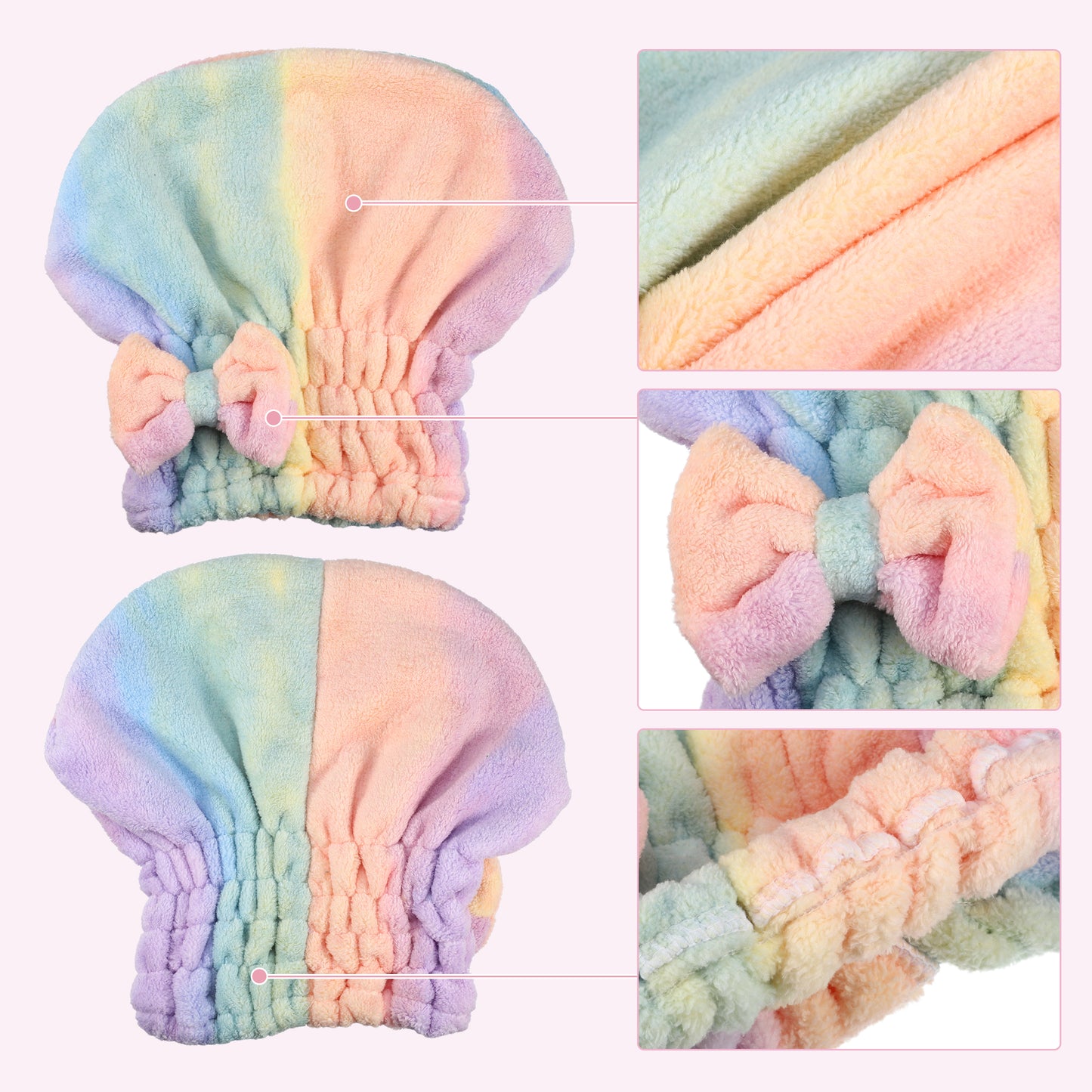 Hair Drying Towel, Quick Drying Lightweight Towel Cap Assorted Color