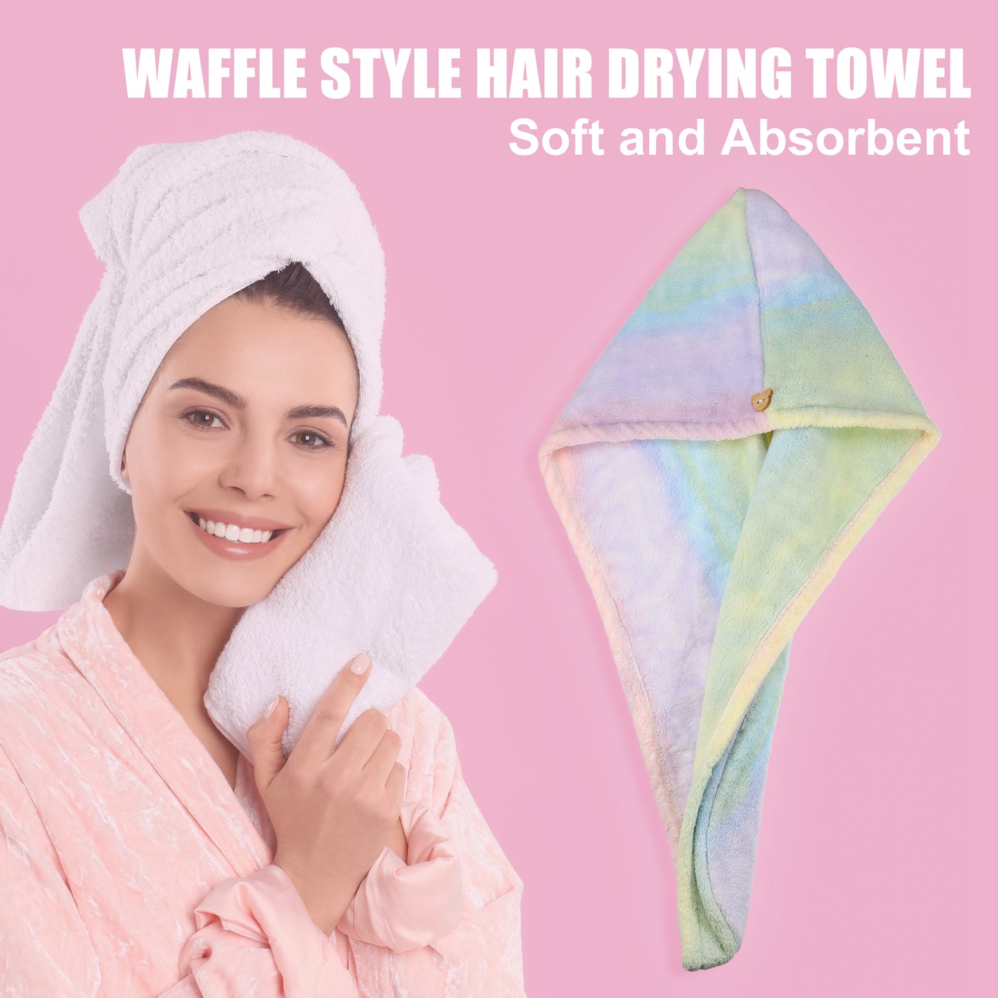 Hair Drying Towel, Quick Drying Lightweight Towel Cap Assorted Color