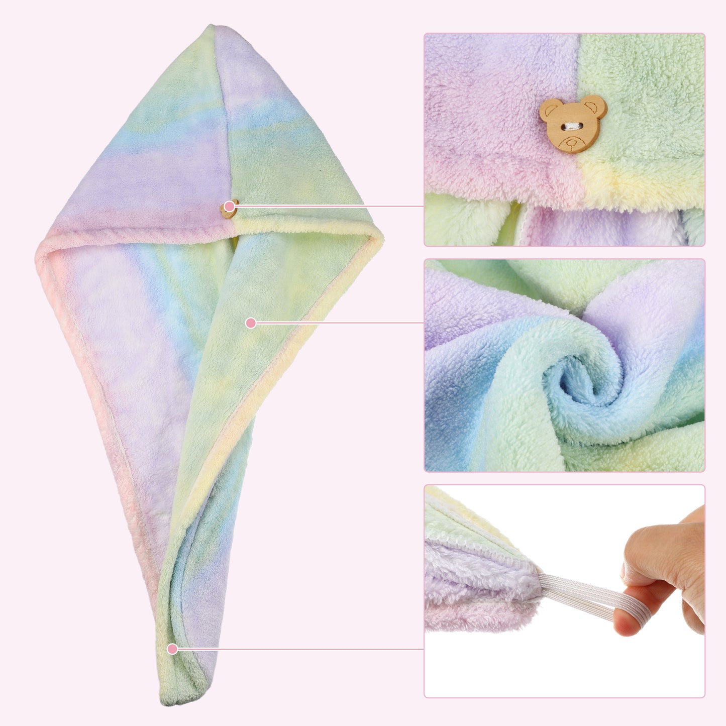 Hair Drying Towel, Quick Drying Lightweight Towel Cap Assorted Color